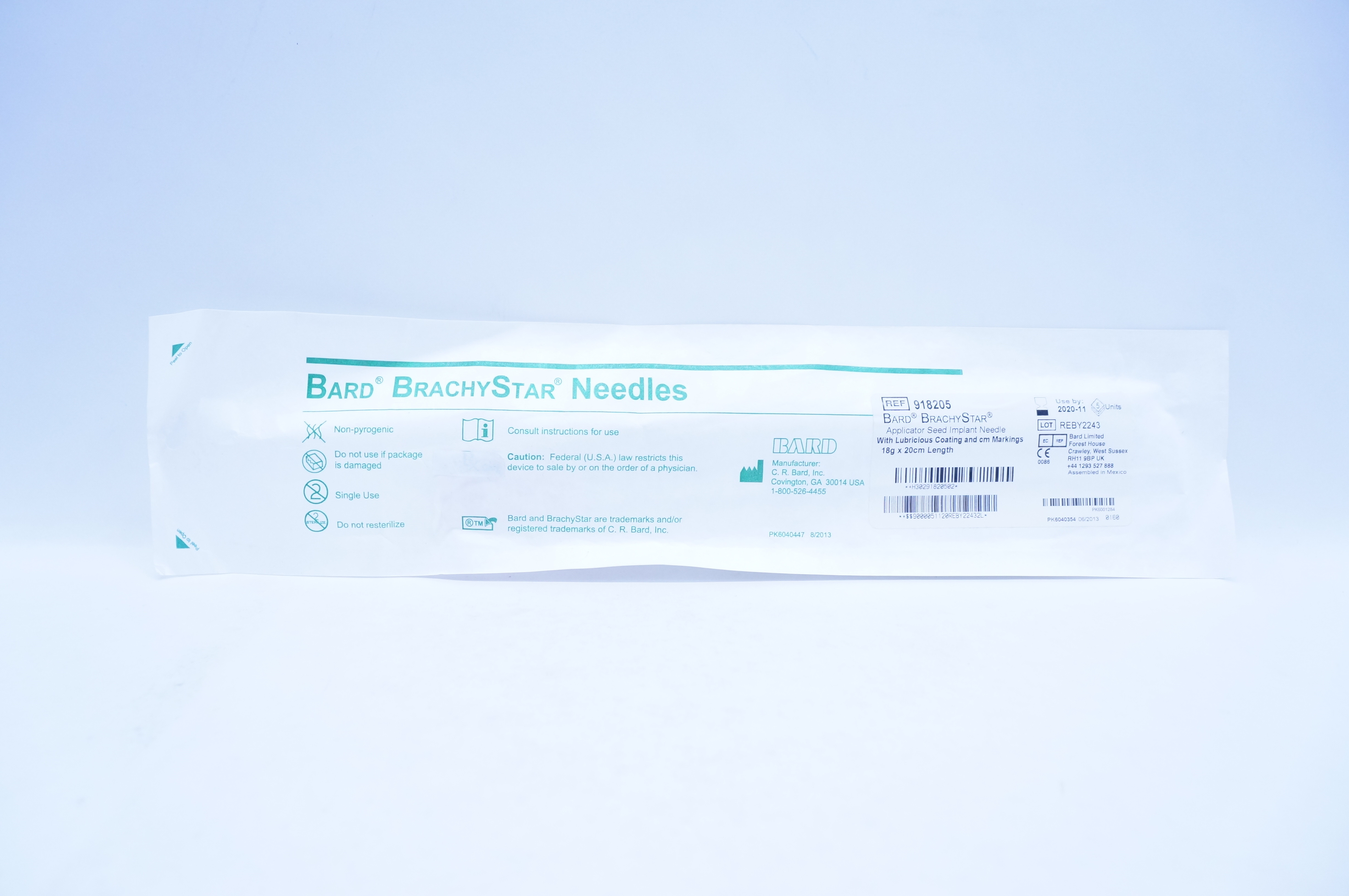 Bard 918205 BrachyStar Applicator Seed Implant Ndle 18g. x 20cm (x) - Pack of 5