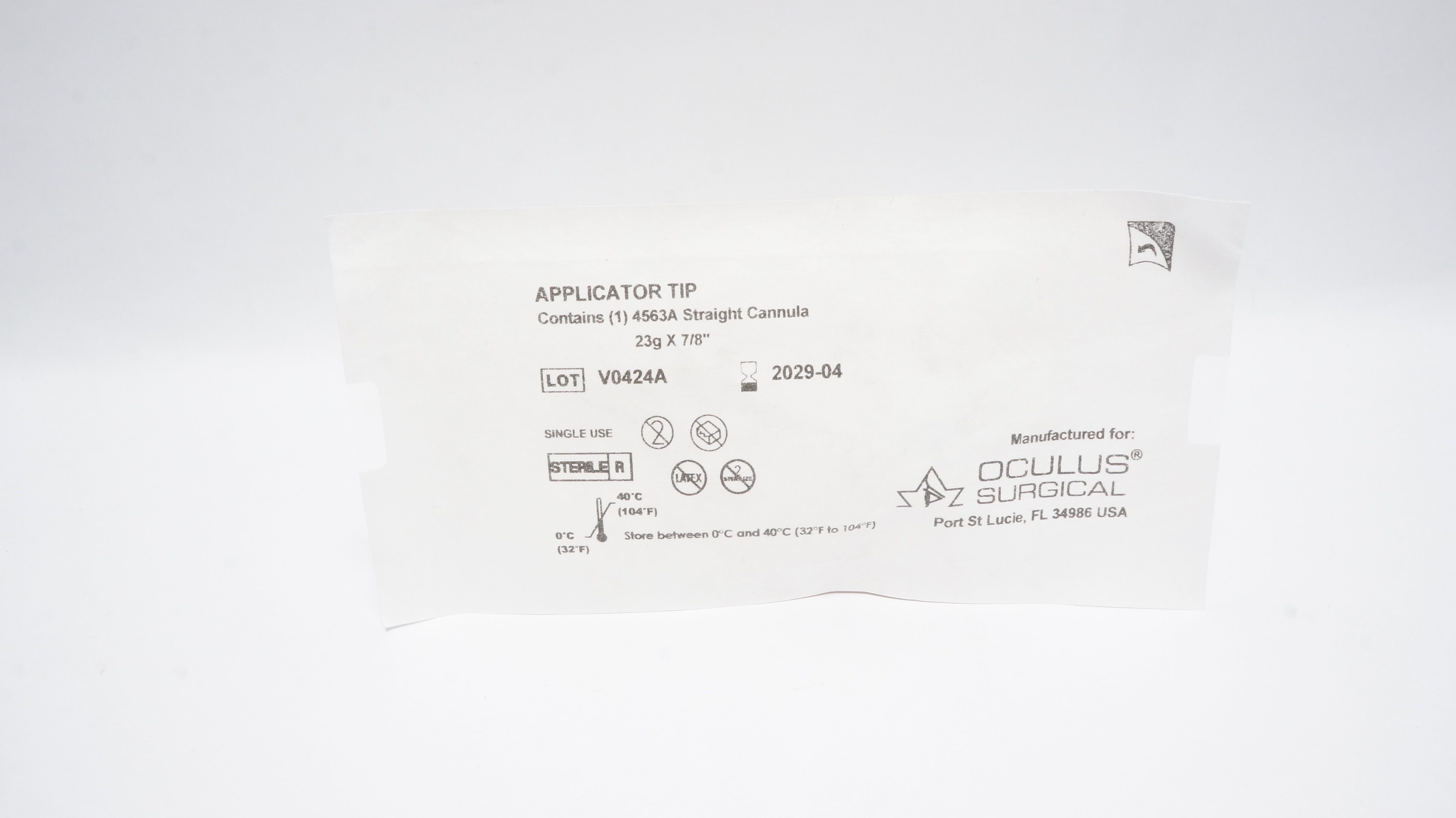 Oculus Surgical 4563A Applicator Tip Straight Cannula 23g x 7/8In