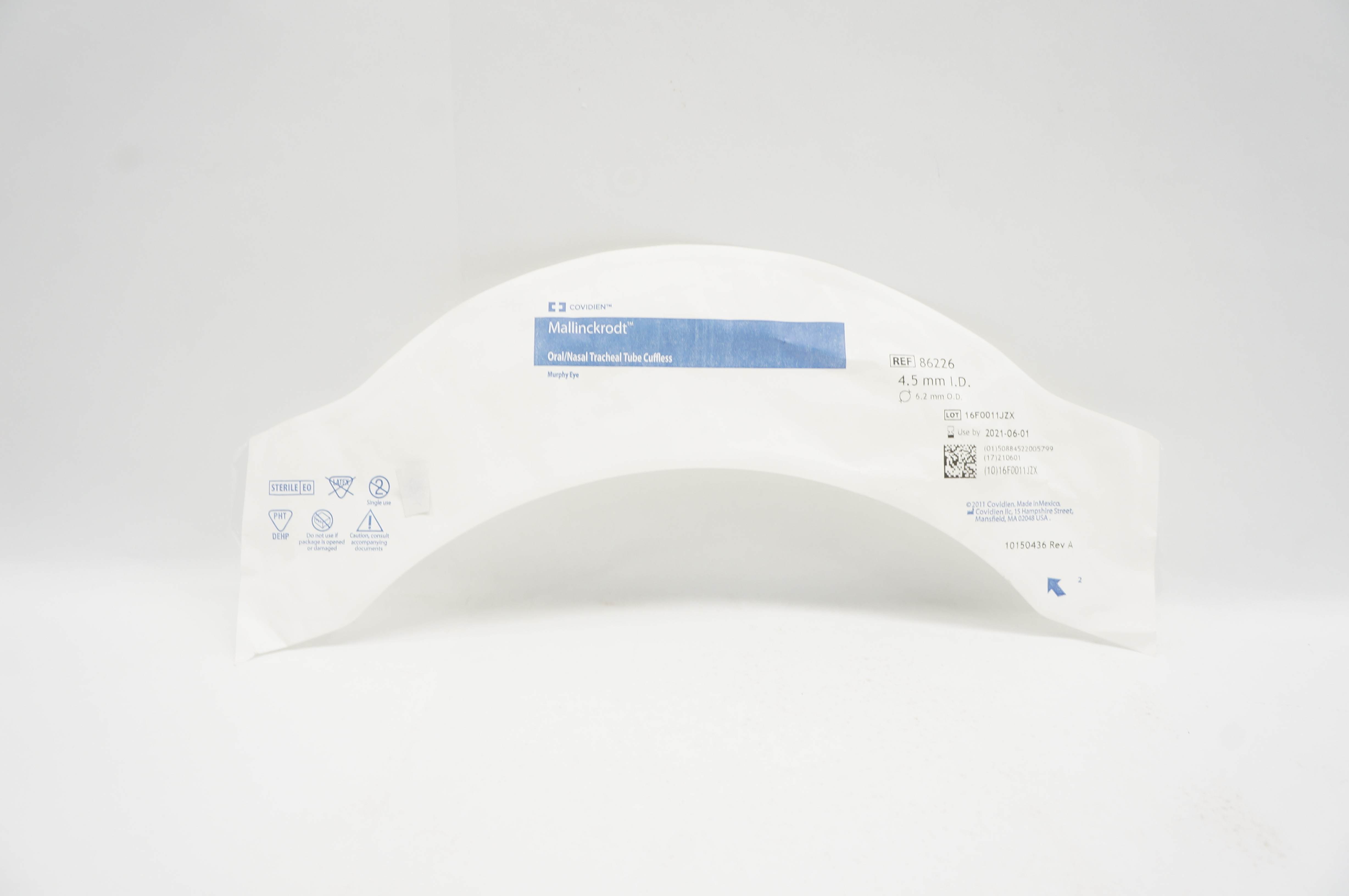 Covidien 86226 Mallinckrodt Oral/Nasal Tracheal Tube Cuffless 4.5mm x 6.2mm (x)