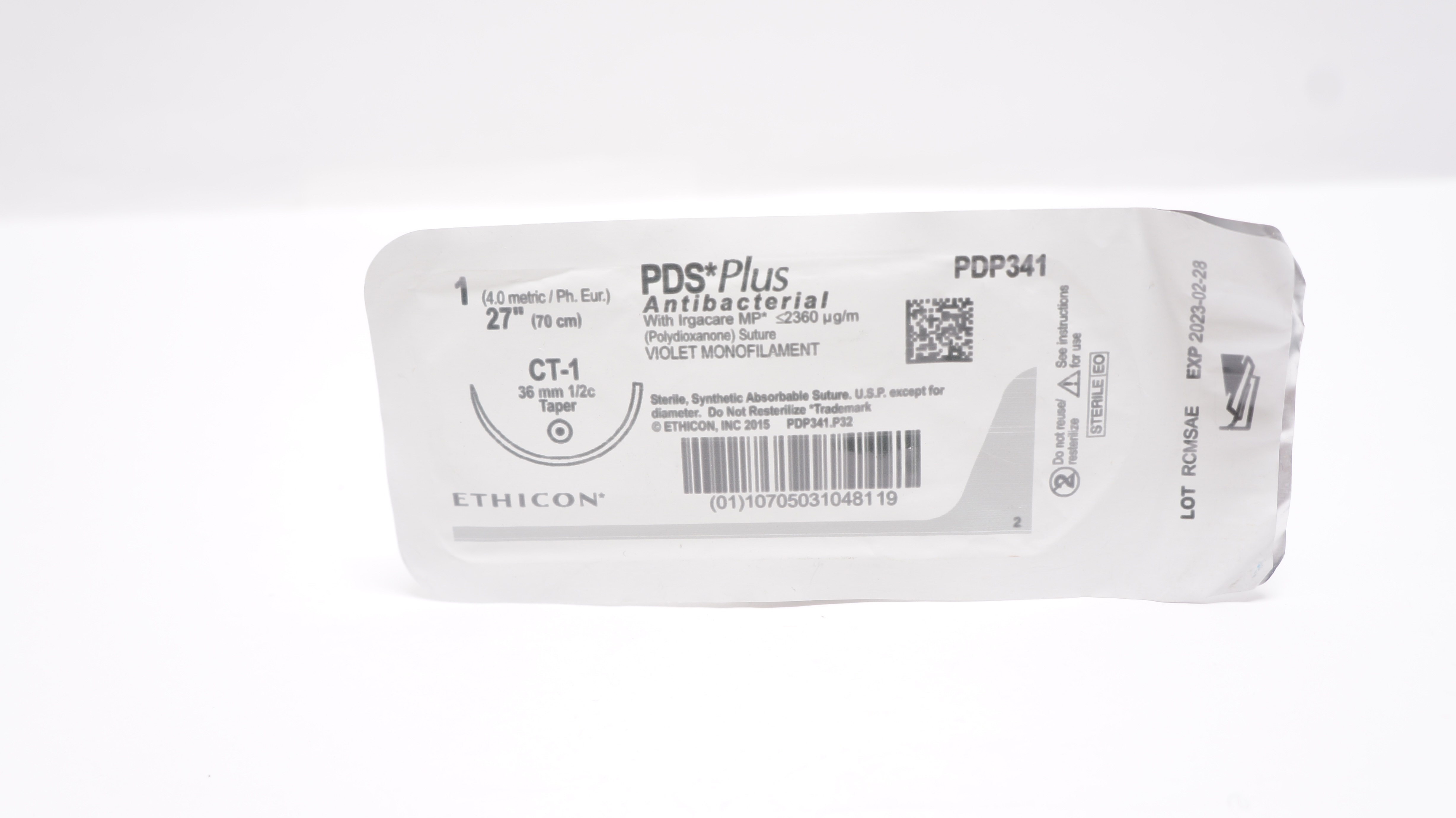 Ethicon PDP341H 1 PDS Plus Stre Monofilament CT-1 36mm 1/2c Taper, 27inch (x)