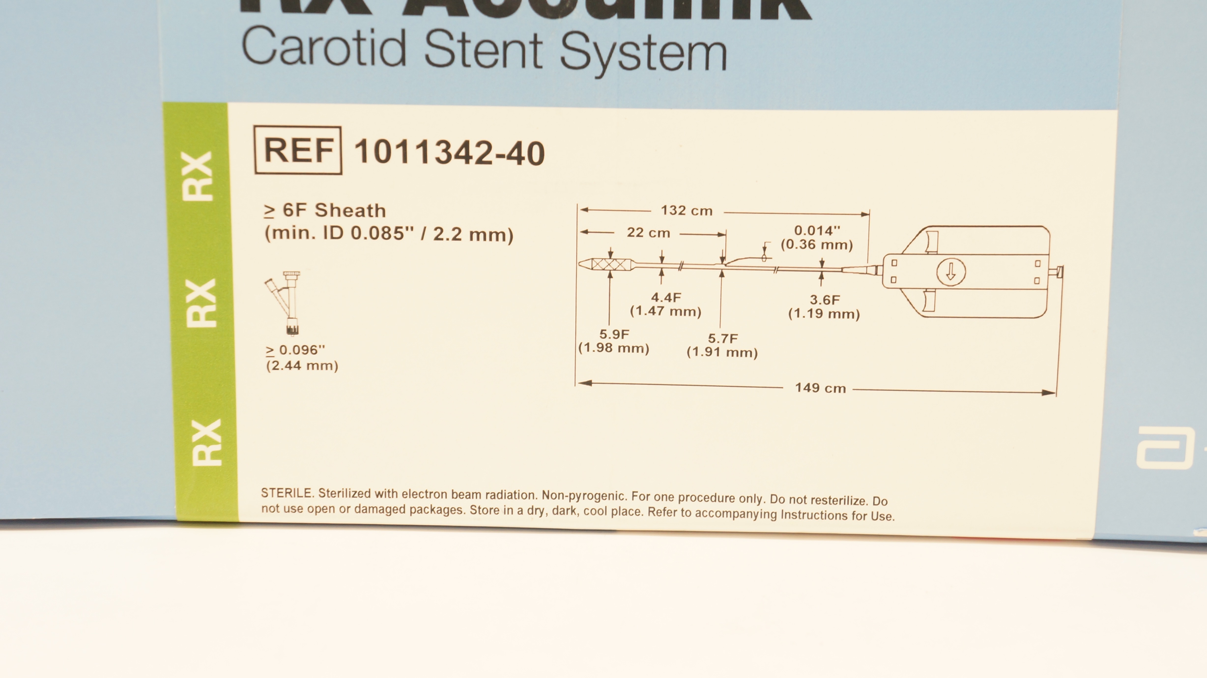 Abbott 1011342-40 RX Acculink Carotid Stnt System 10mm x 40mm x 132cm (x)