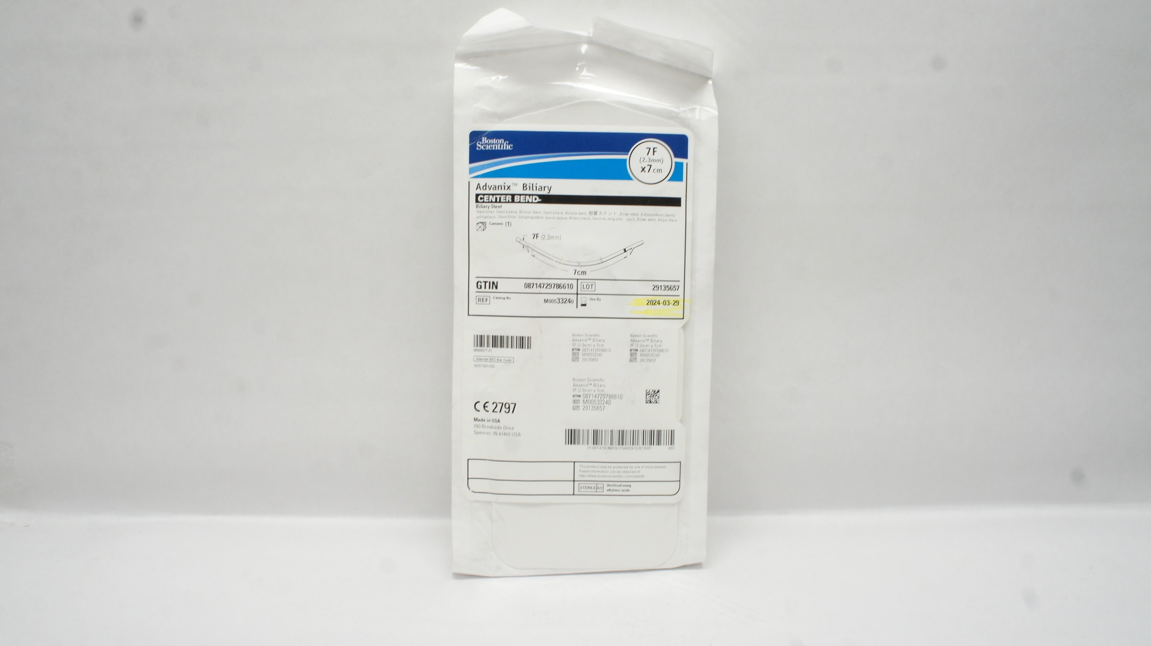 Boston Scientific 3324 Advanix Biliary Center Bend Stnt 7F x 7cm