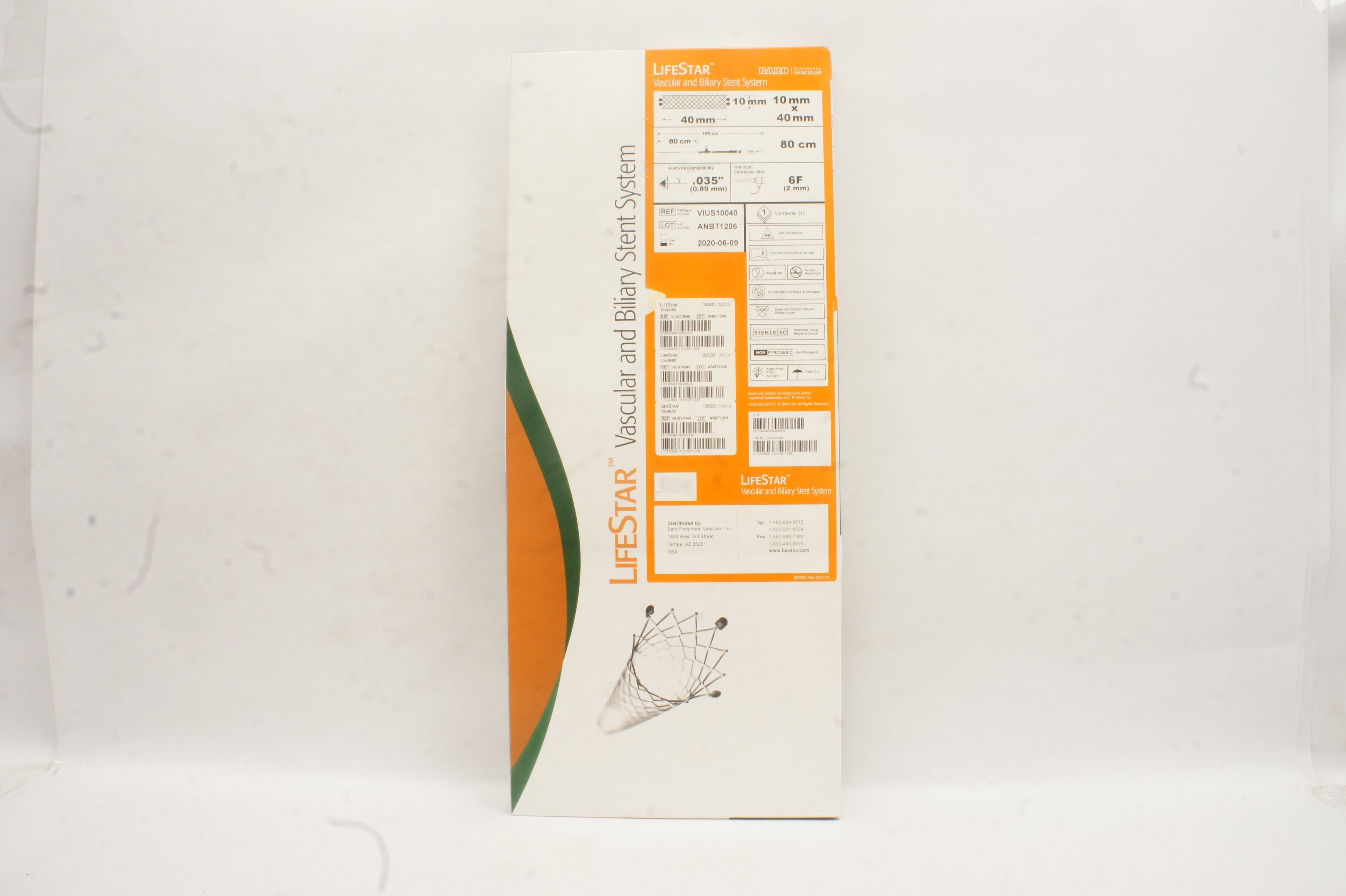 Bard VIUS10040 LifeStar Vascular and Biliary Stent System 6F .035inch (x)