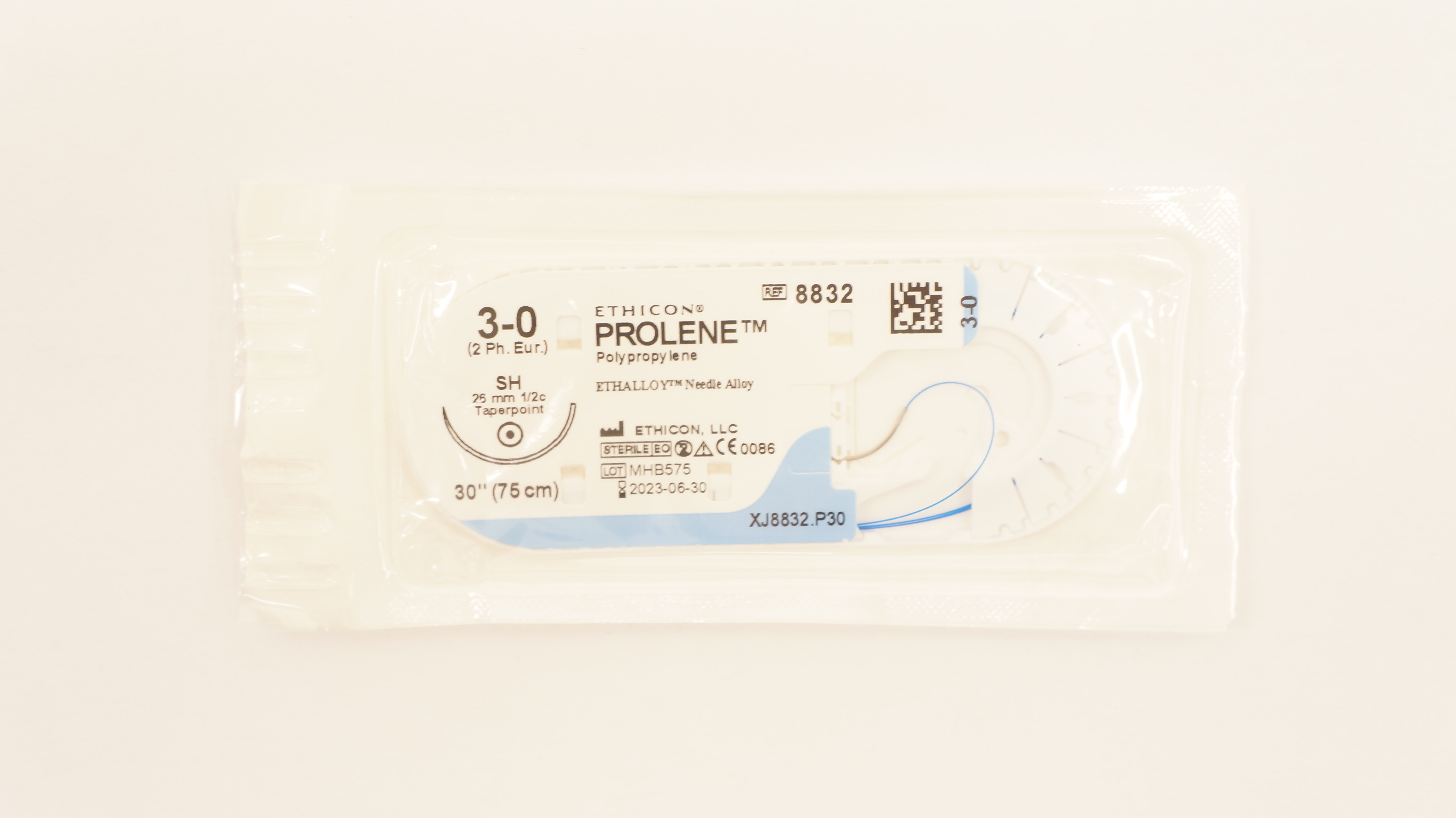 Ethicon 8832 3-0 Prolene Polypropylene Stre SH 26mm 1/2c Taperpoint, 30 inch