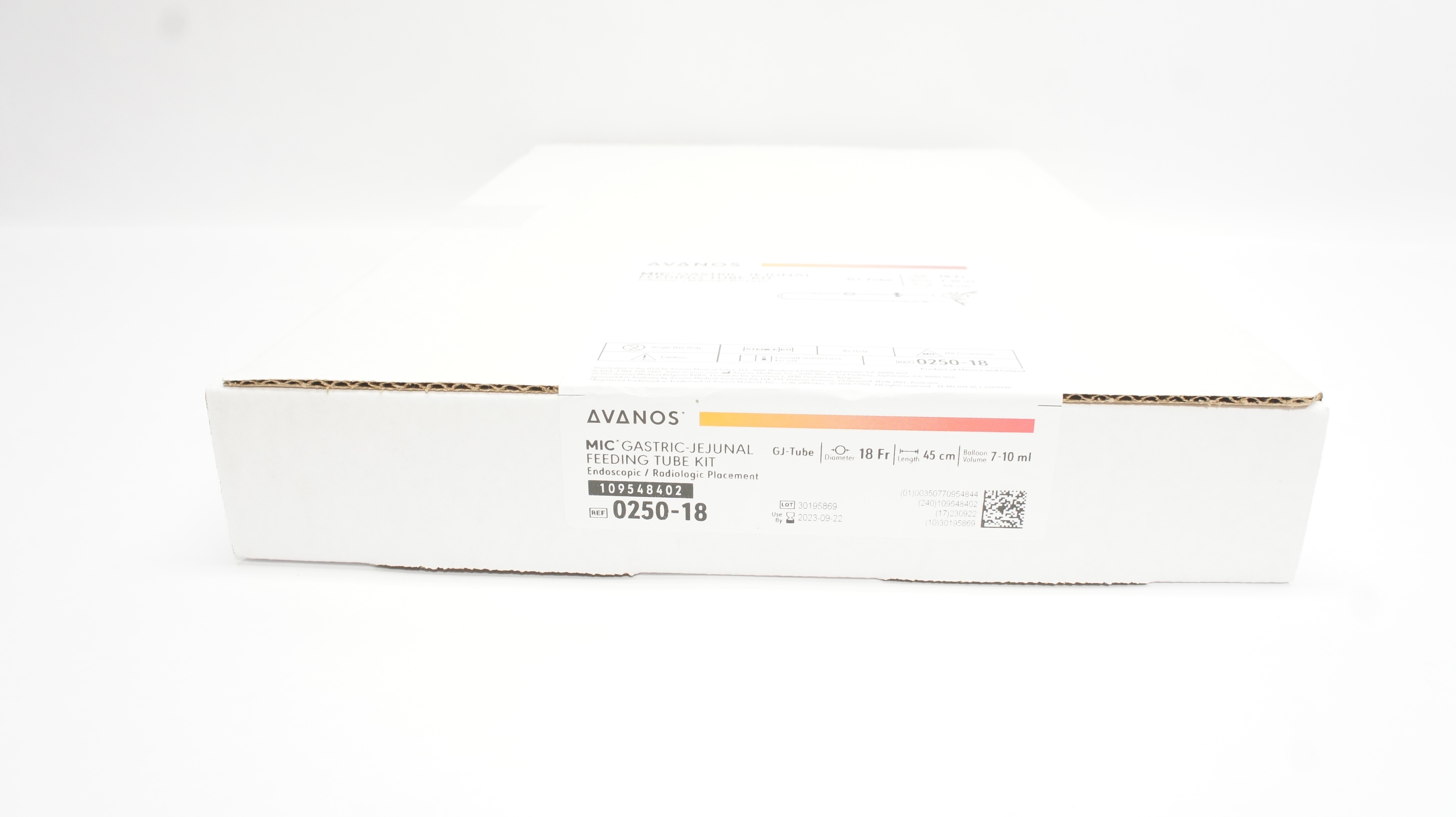 Avanos 0250-18 MIC Gastric-Jejunal Feeding Tube Kit 18Fr x 45cm 7-10ml (x)