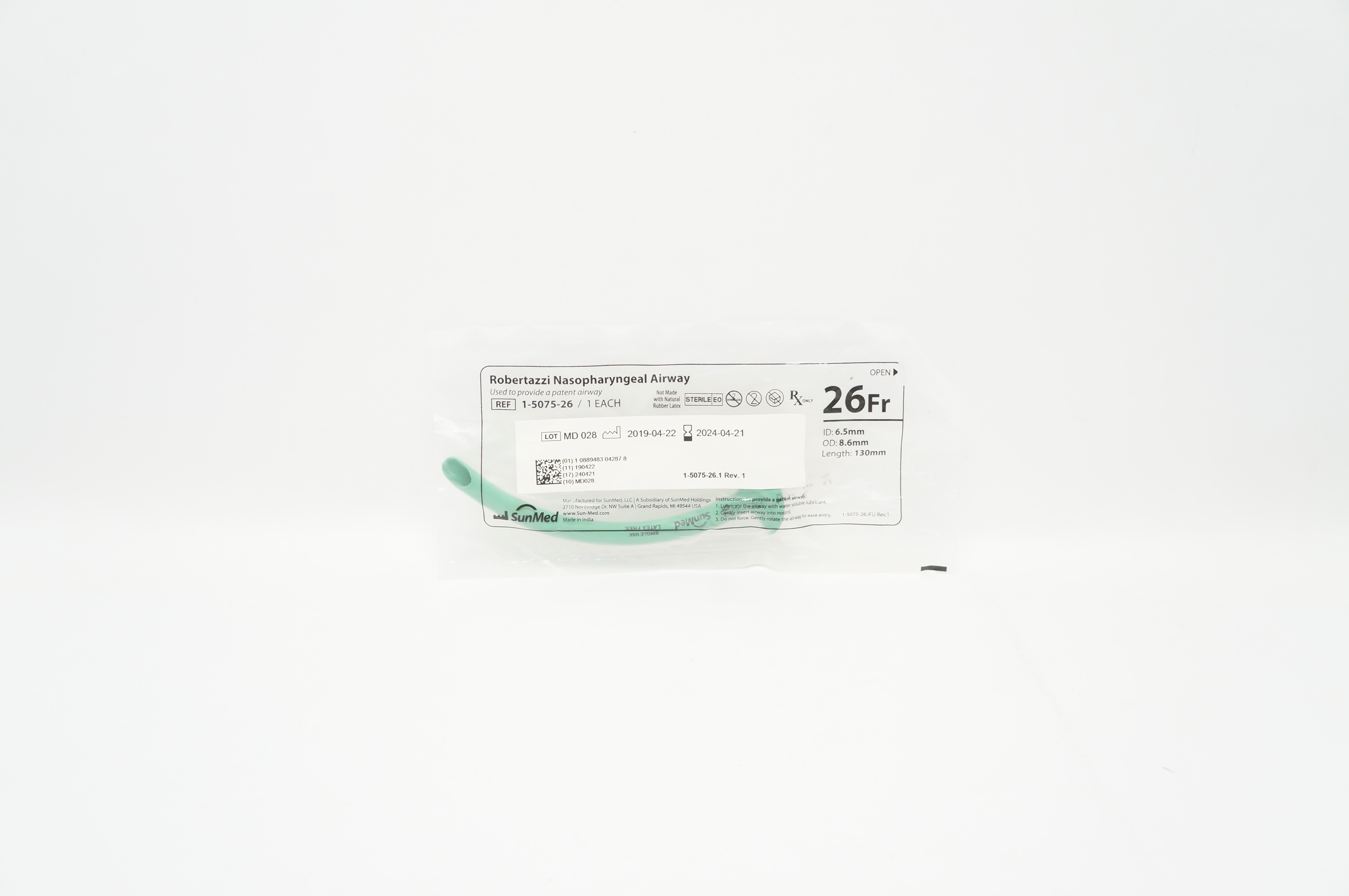 SunMed 1-5075-26 Robertazzi Nasopharyngeal Airway 26Fr.