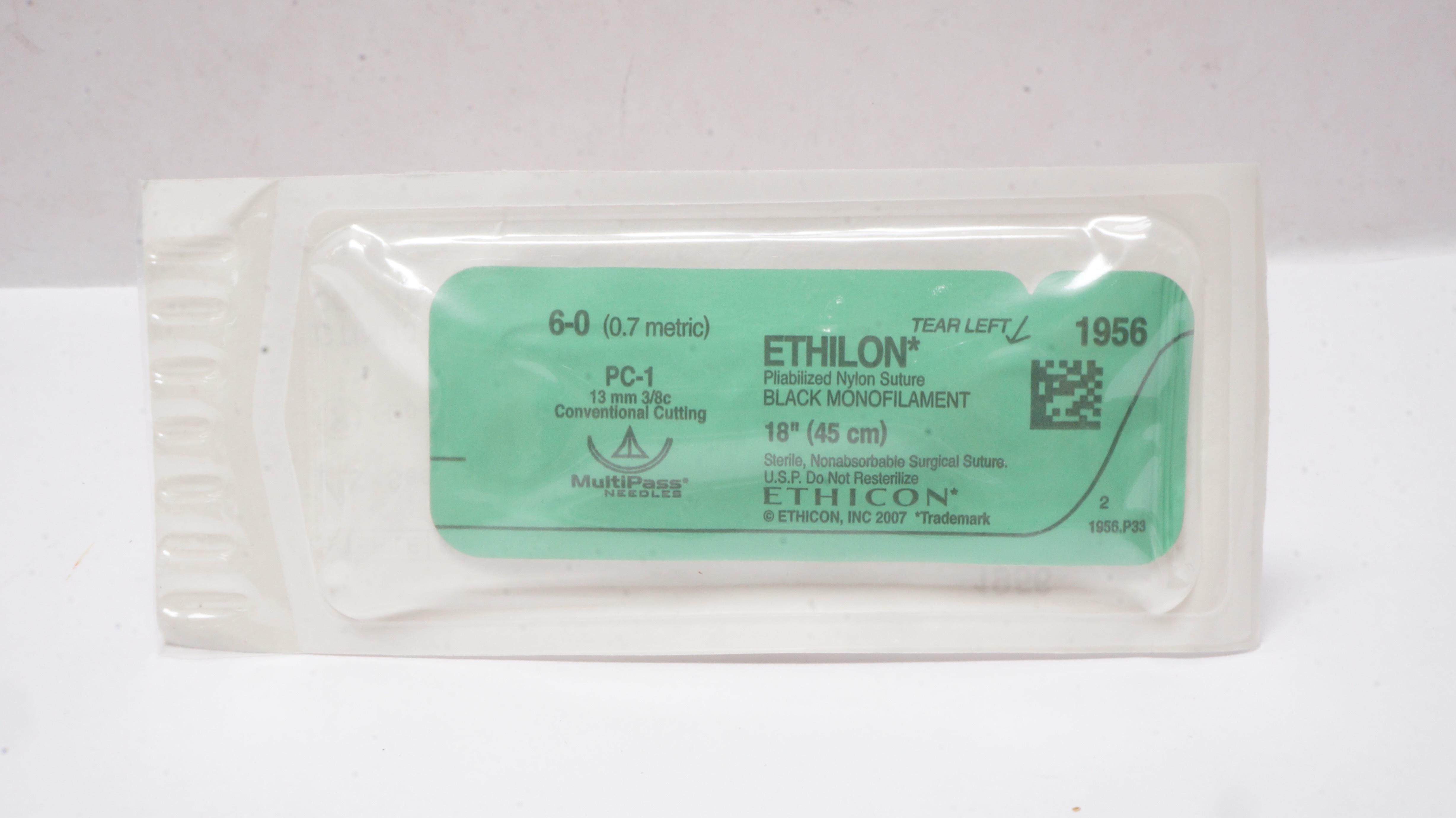 Ethicon 1956 6-0 Ethilon Nylon Stre PC-1 13mm 3/8c, 18 inch (x)