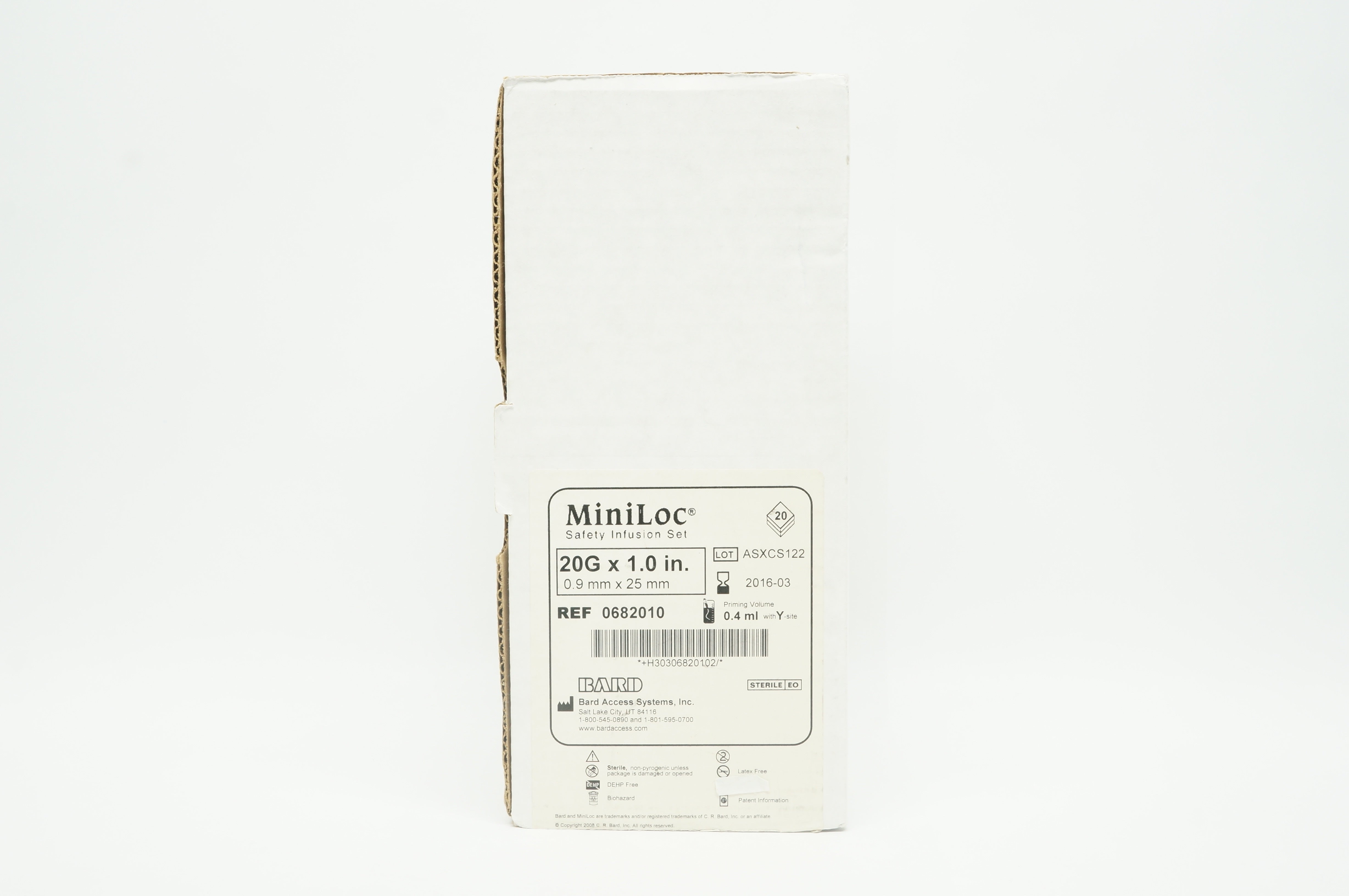 Bard 0682010 MiniLoc Safety Infusion Set 20G x 1inch (x) - Box of 8