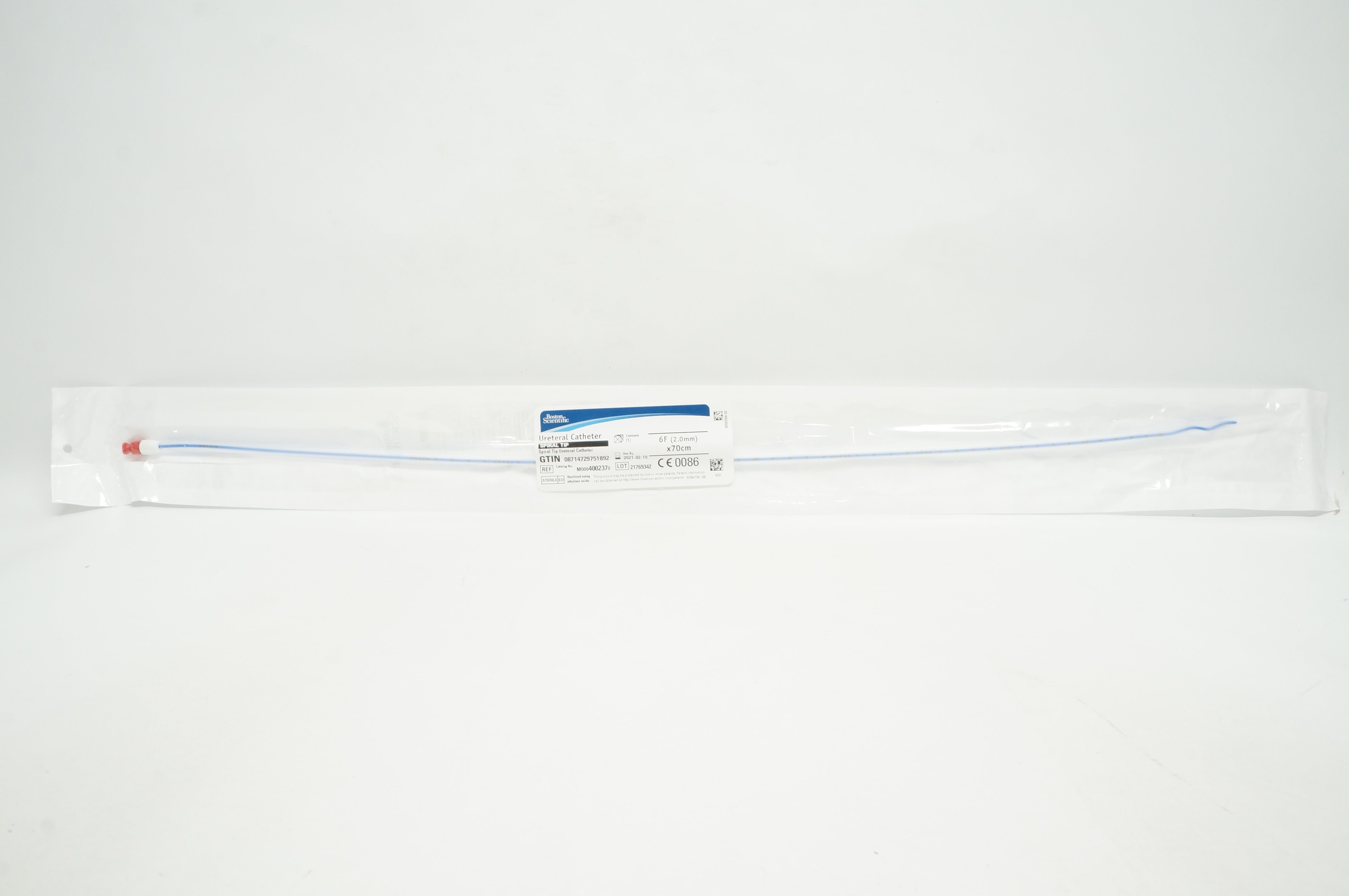 Boston Scientific 00237 Spiral Tip Ureteral Cath. w/Connector 6F x 70cm(x)