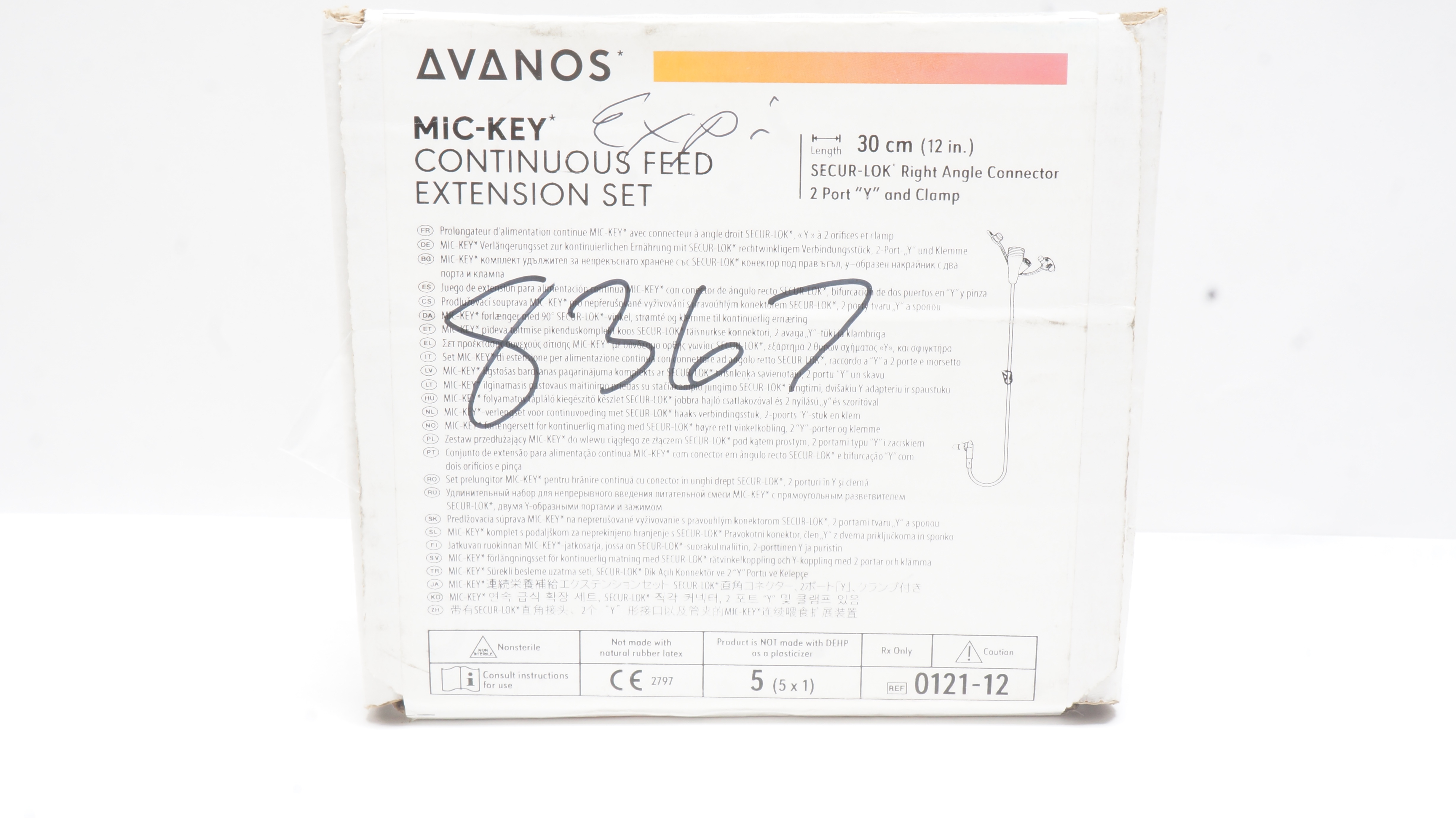 Avanos 0121-12 Mic-Key Continuous Feed Extension Set 12inch (x) - Box of 5