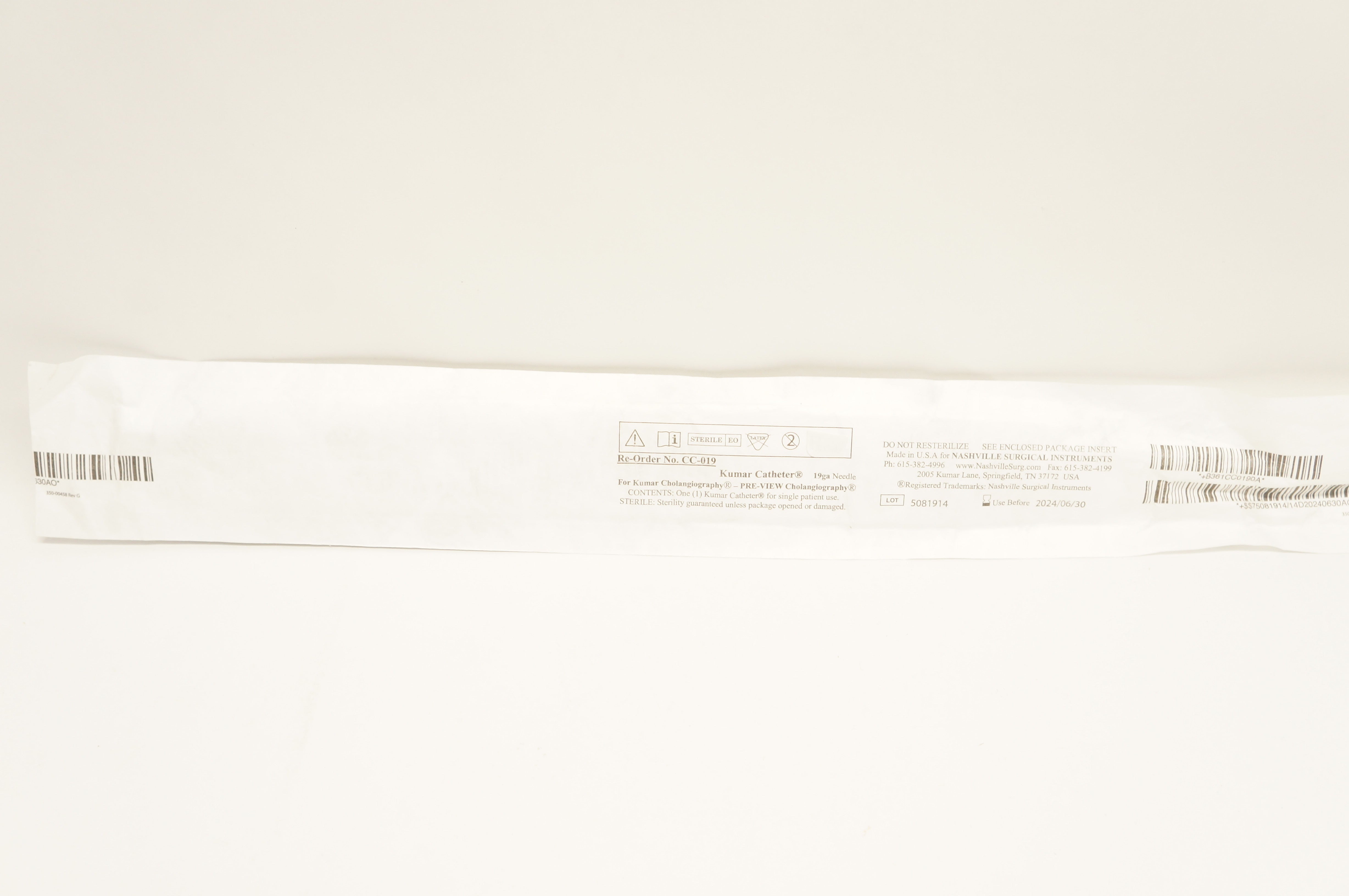 Nashville Surgical Instruments CC-019 Kumar Cath. 19ga Ndle