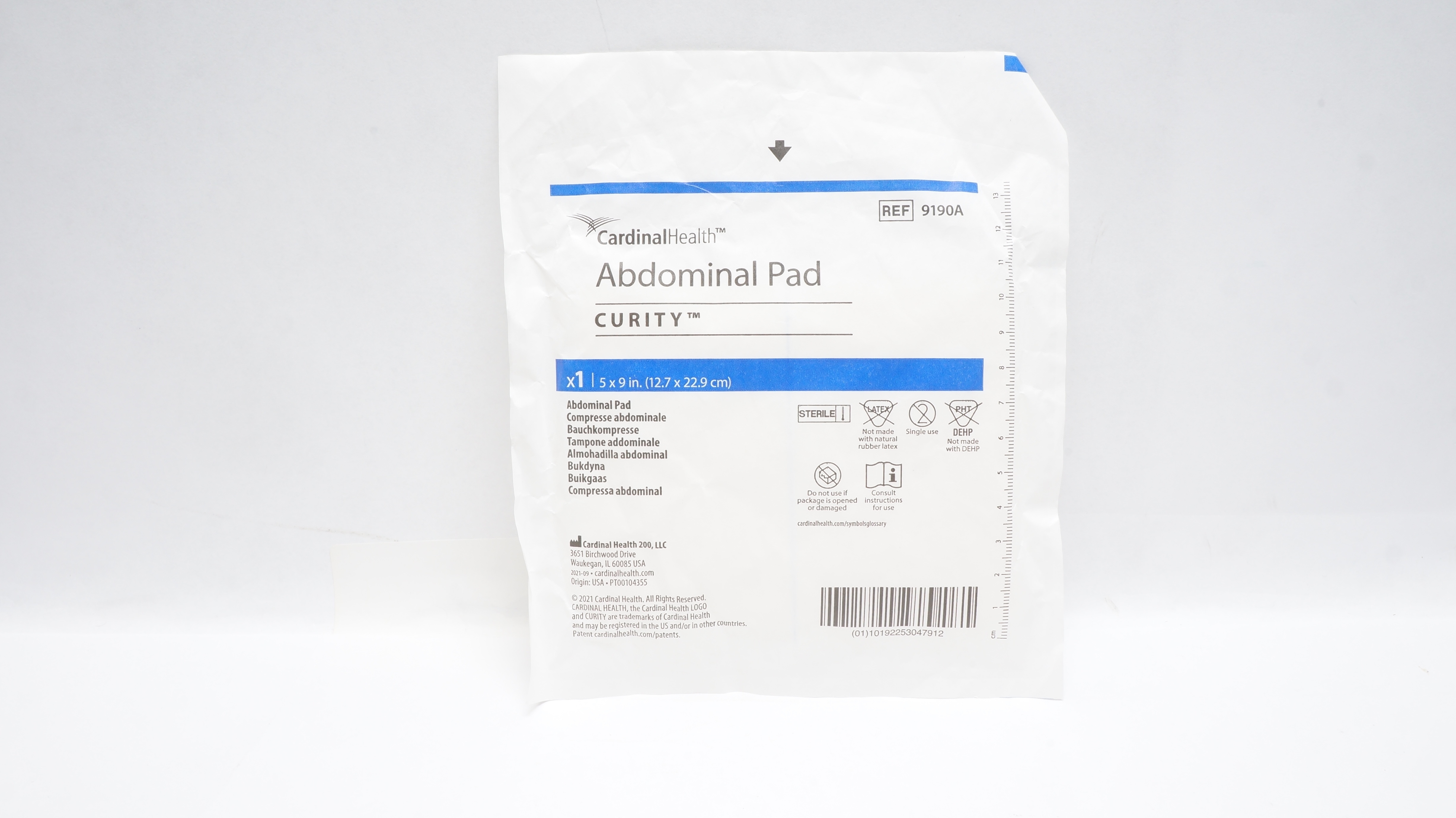 Cardinal Health 9190A Curity Abdominal Pad 5inch x 9inch