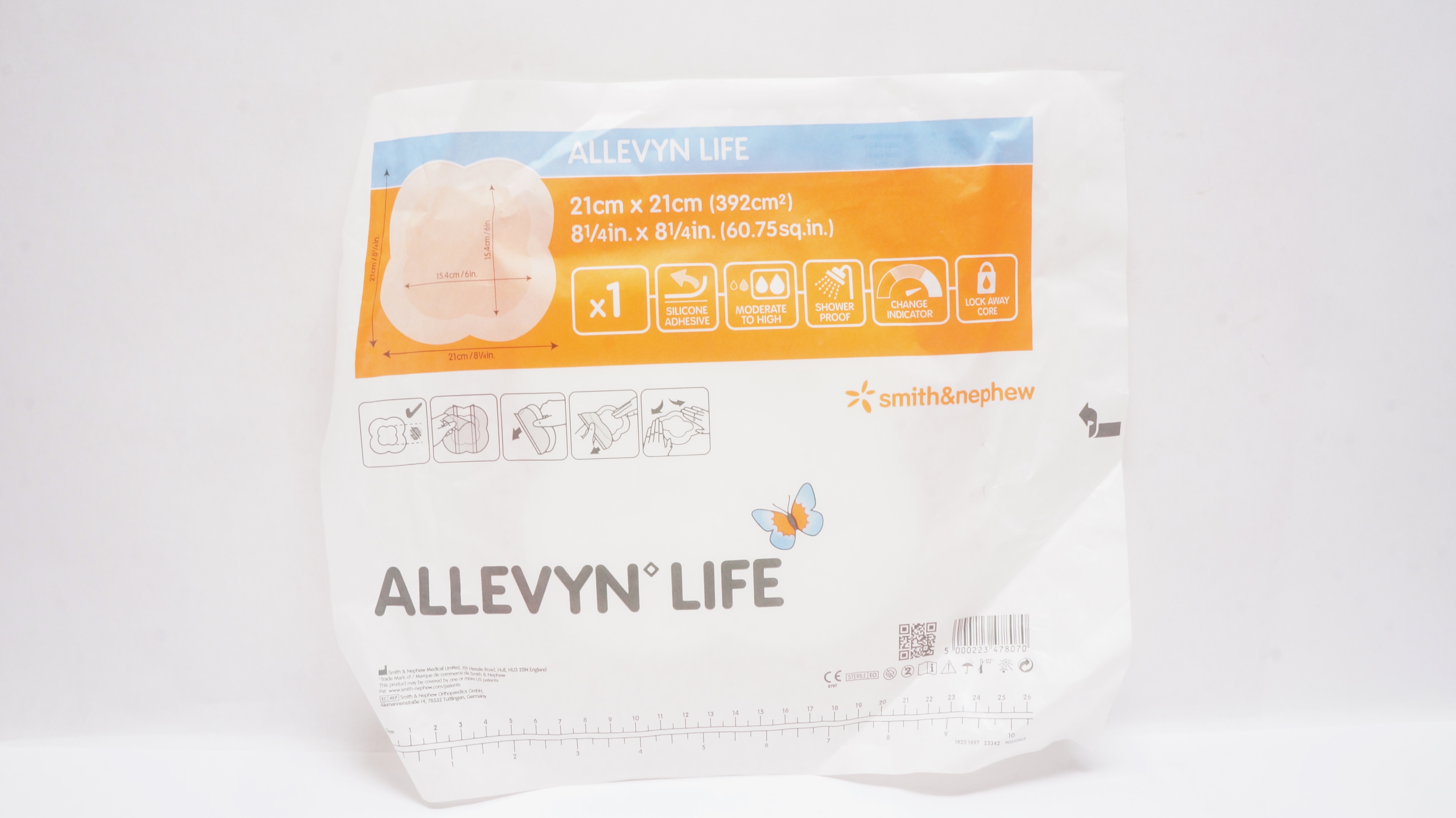 Smith&Nephew 66801070 Allevyn Life Foam Dressing 8-1/4inch x 8-1/4inch
