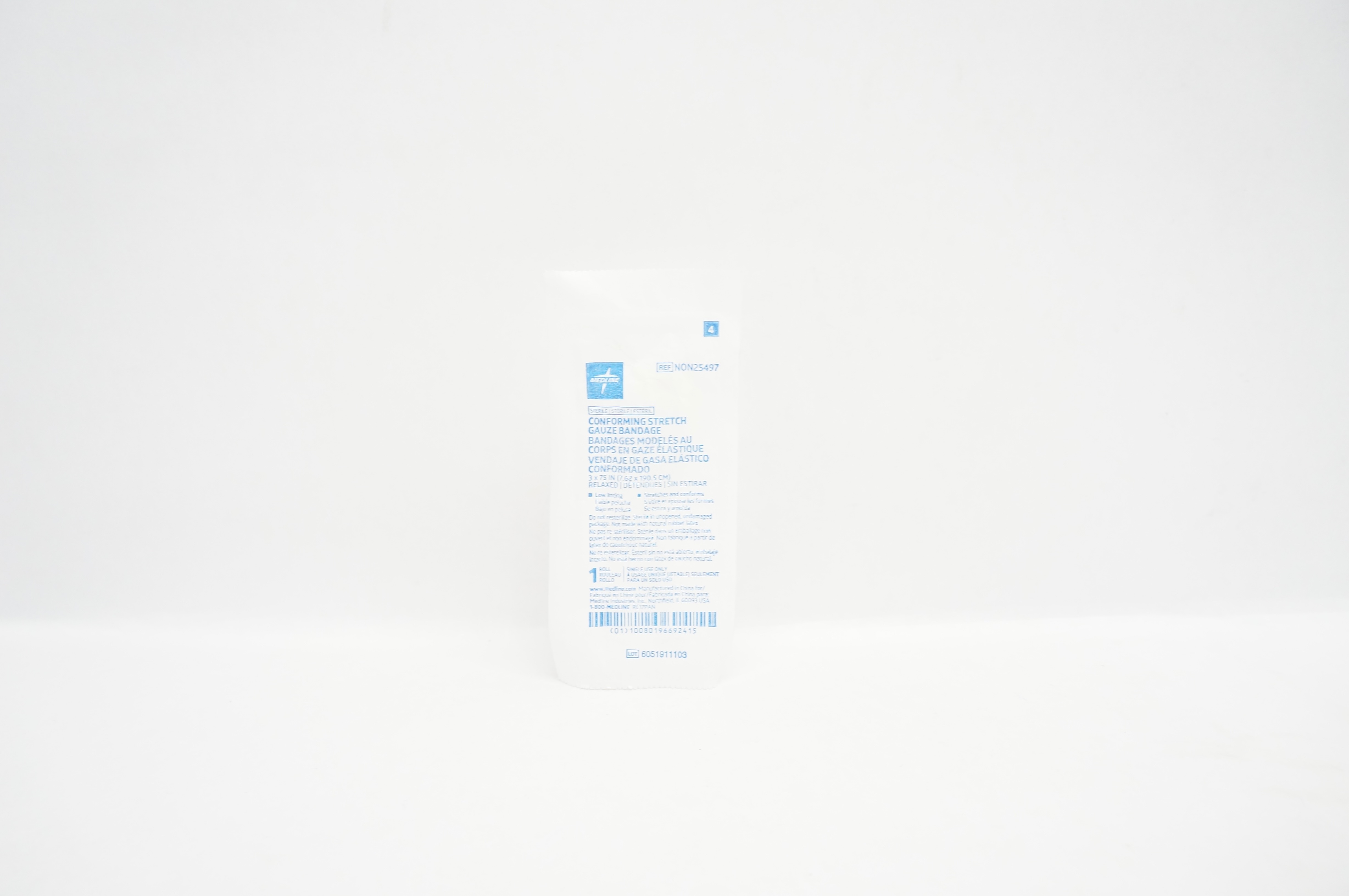 Medline NON25497 Conforming Stretch Gauze Bandage, Relaxed 3inch x 75inch