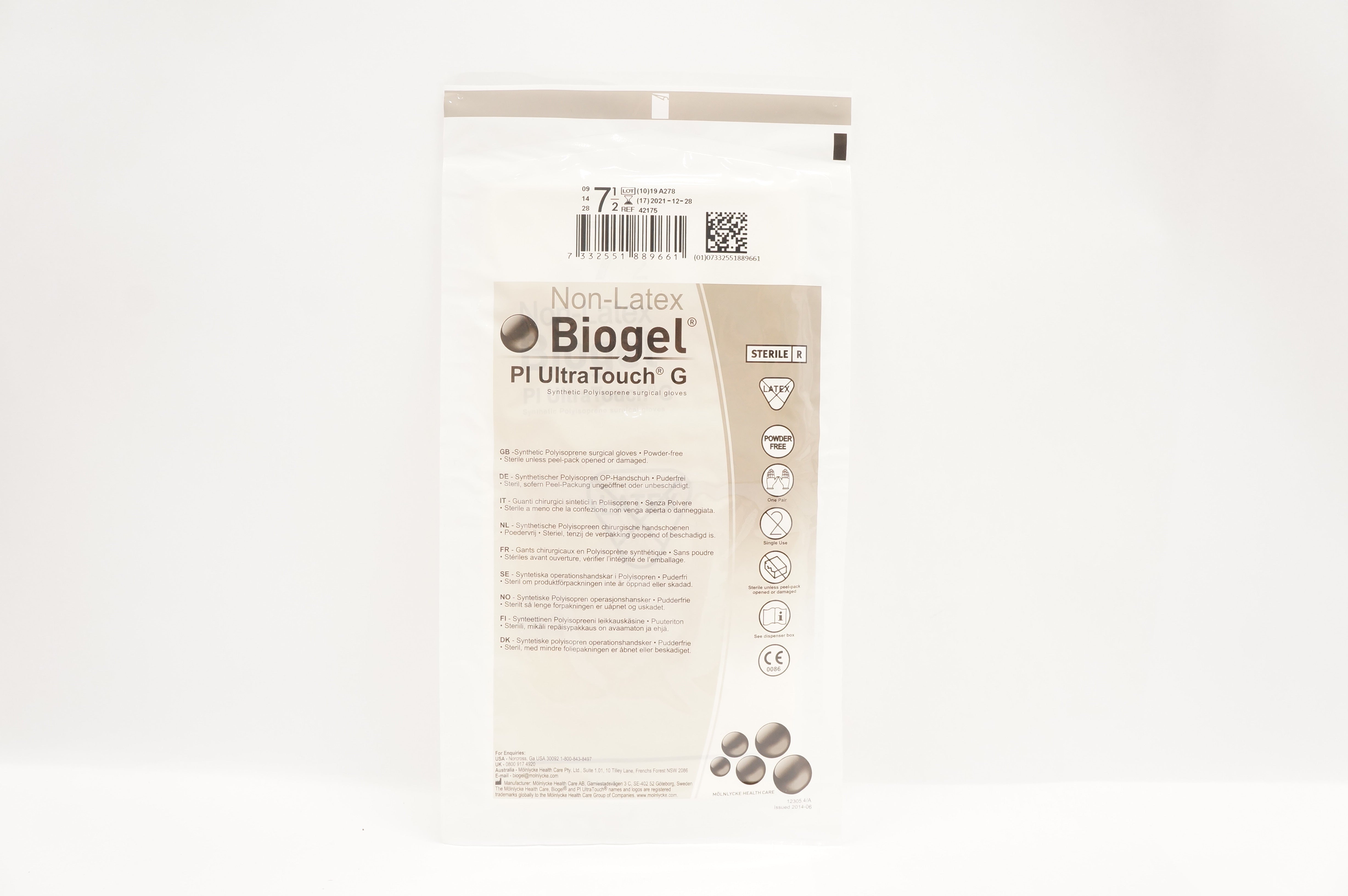 Molnlycke HealthCare 42175 Non-Latex Biogel Pl UltraTouch G 7-1/2 (x)