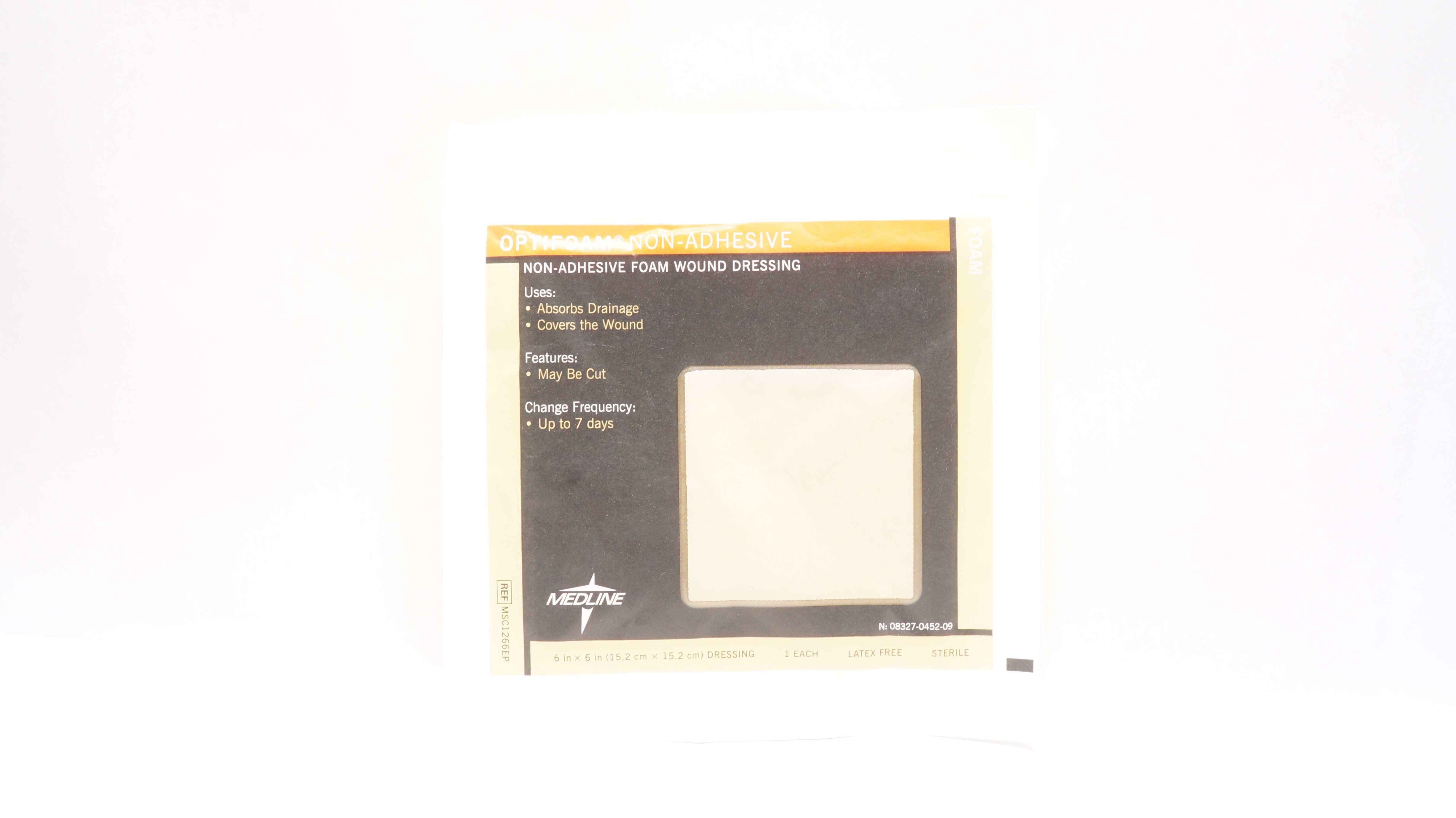 Medline MSC1266EP Optifoam Non-Adhesive Wound Dressing 6in x 6in (x)
