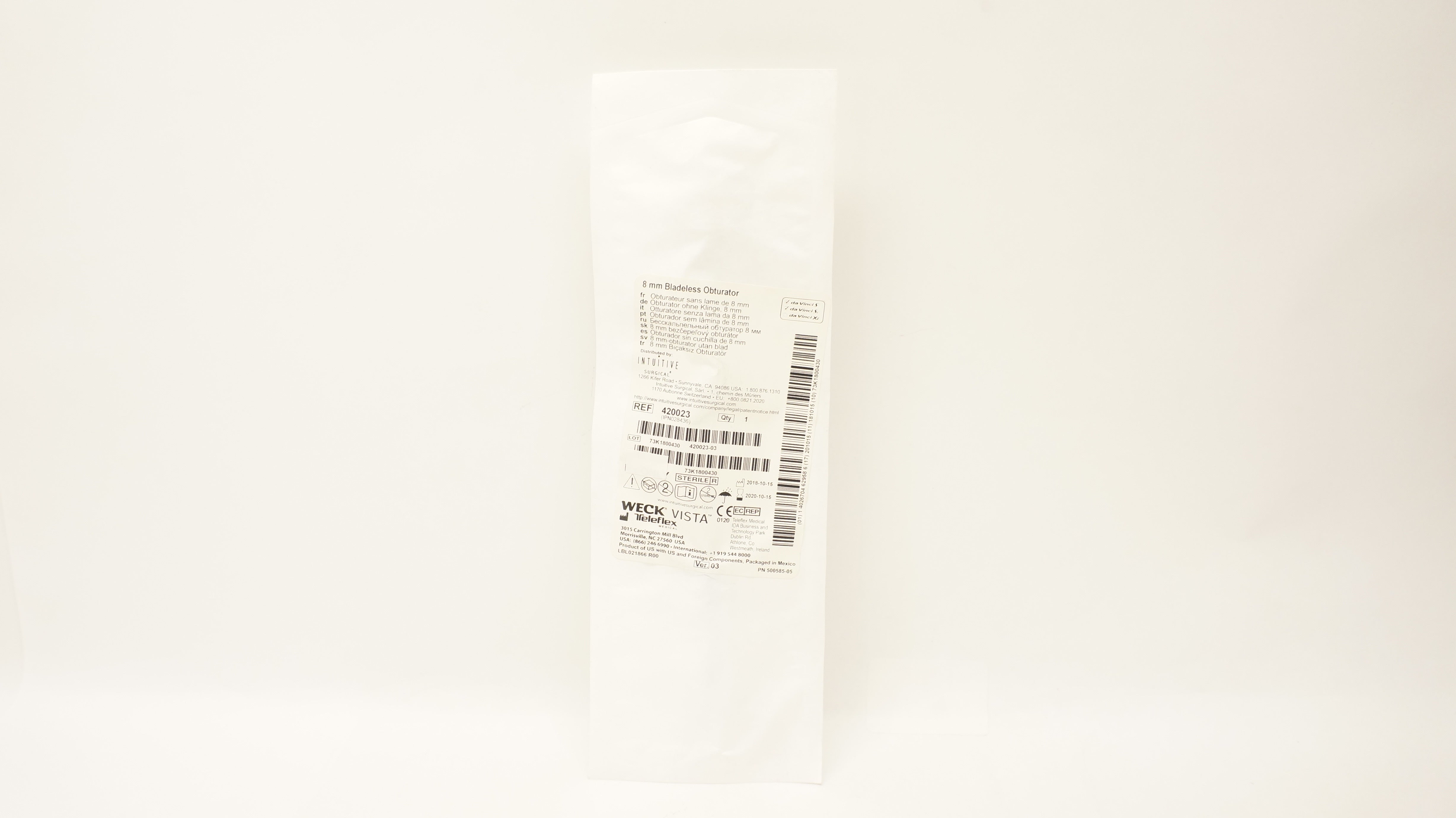 Teleflex 420023 Intuitive da Vinci S/Si Weck Vista Bladeless Obturator 8mm (x)