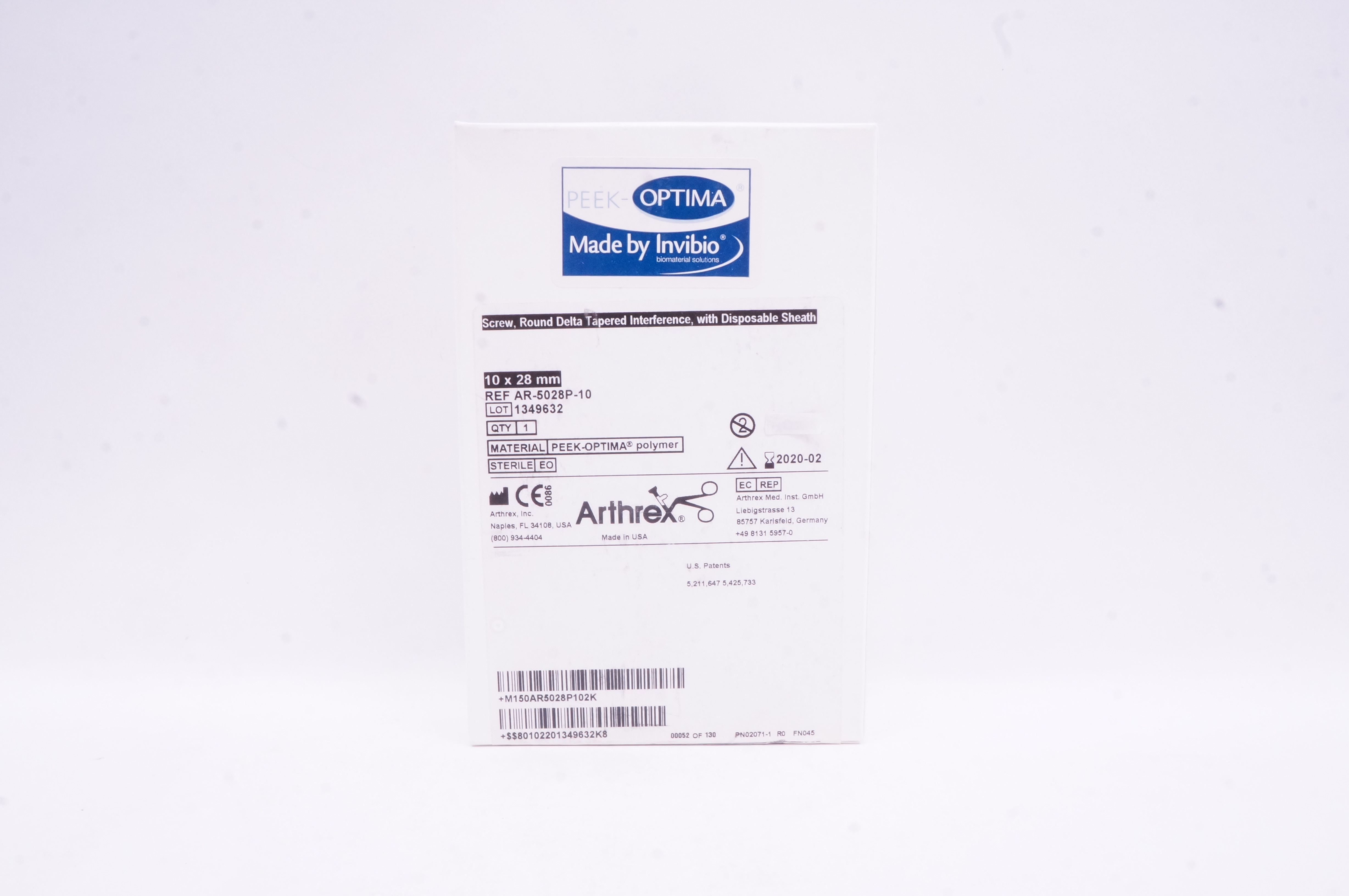 Arthrex AR-5028P-10 Screw, Round Delta Tapered Interference 10 x 28 mm (x)