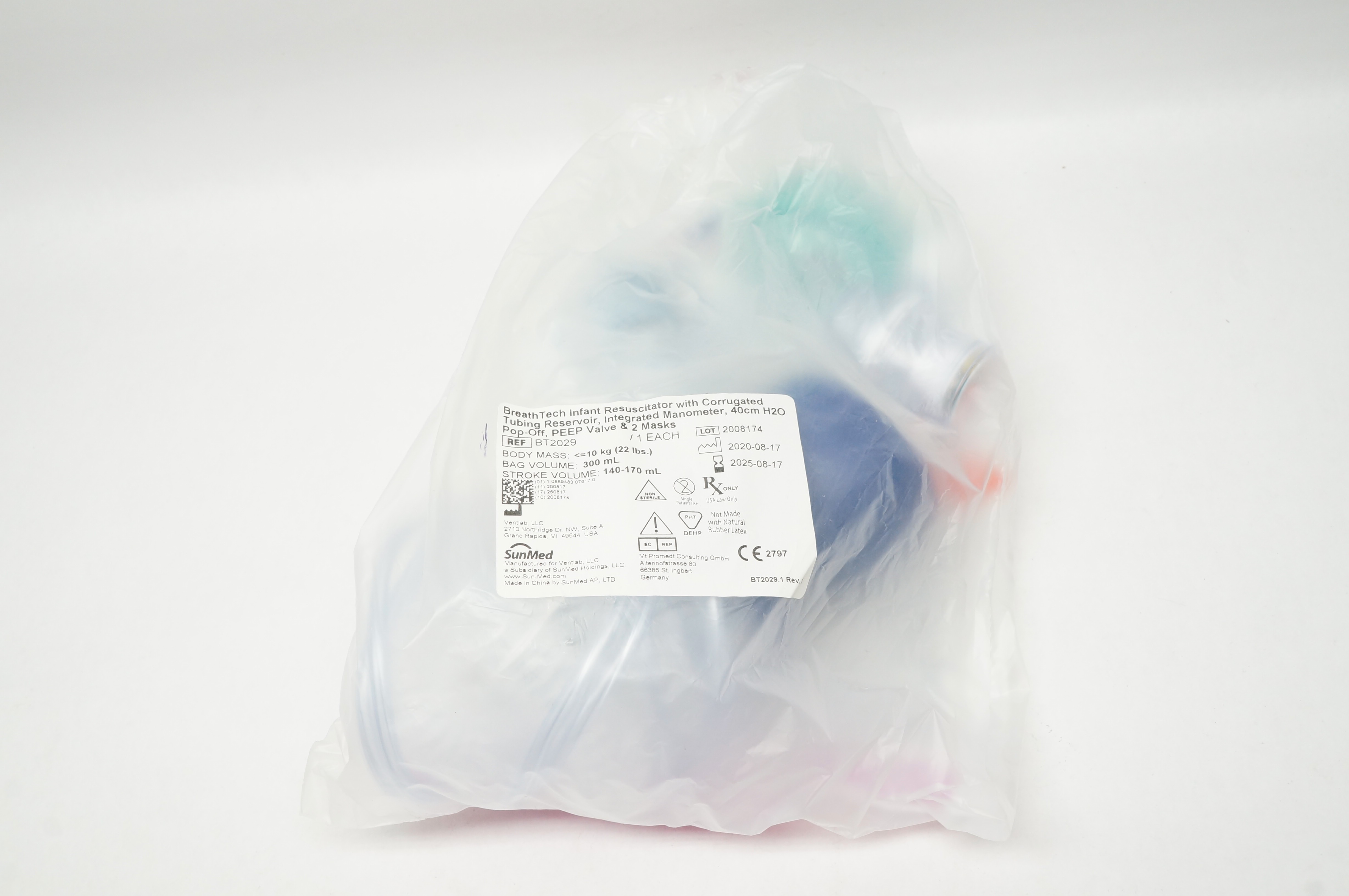 SunMed BT2029 Breath Tech Infant Bag, Size <= 22lbs, Volume 300mL