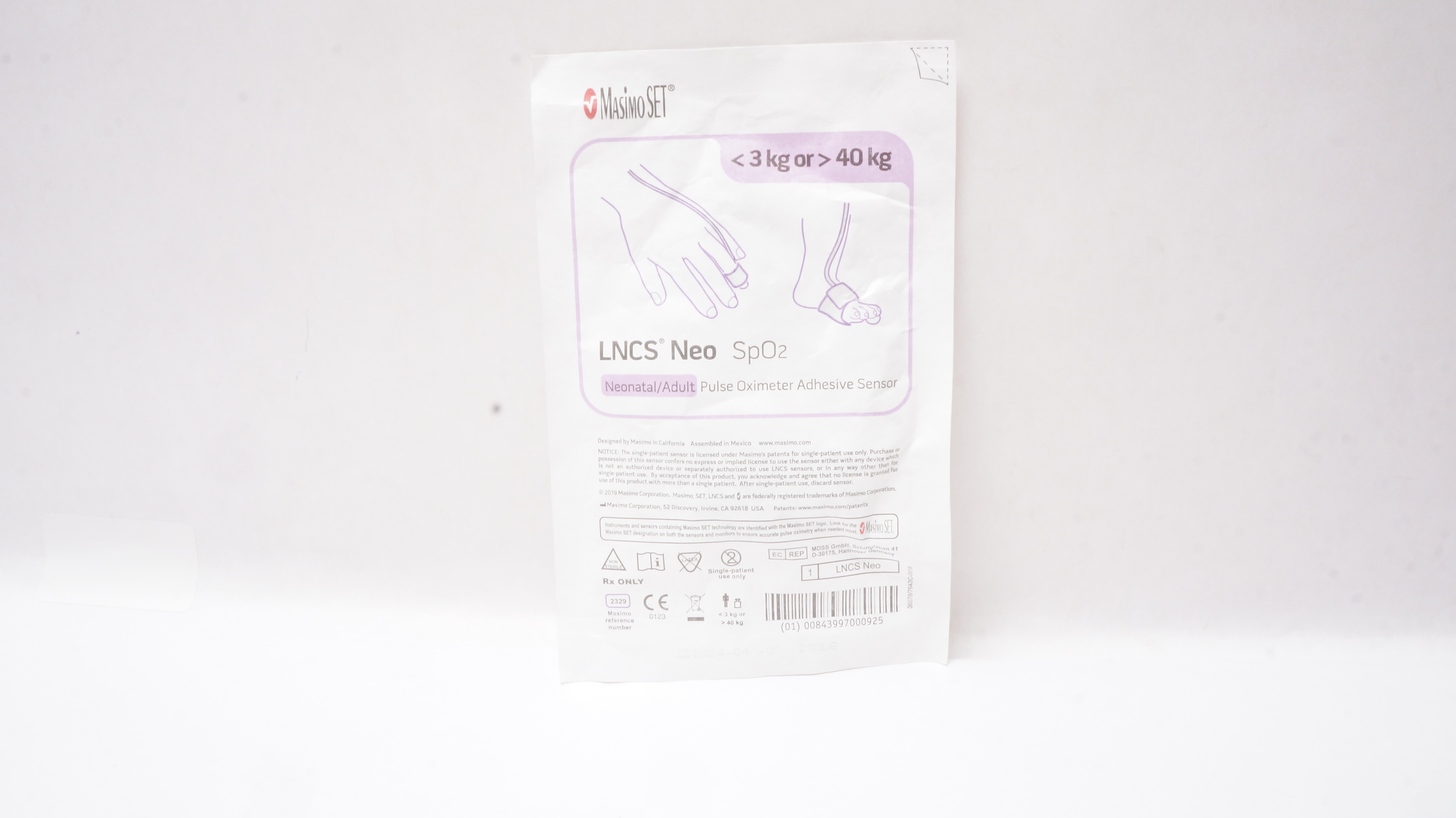 Masimo 2329 Neonatal/Adult Pulse Oximeter Adhesive Sensor <3kg >40kg