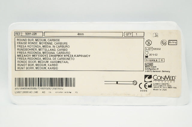 ConMed 5091-228 Round Bur Medium Carbide (x)
