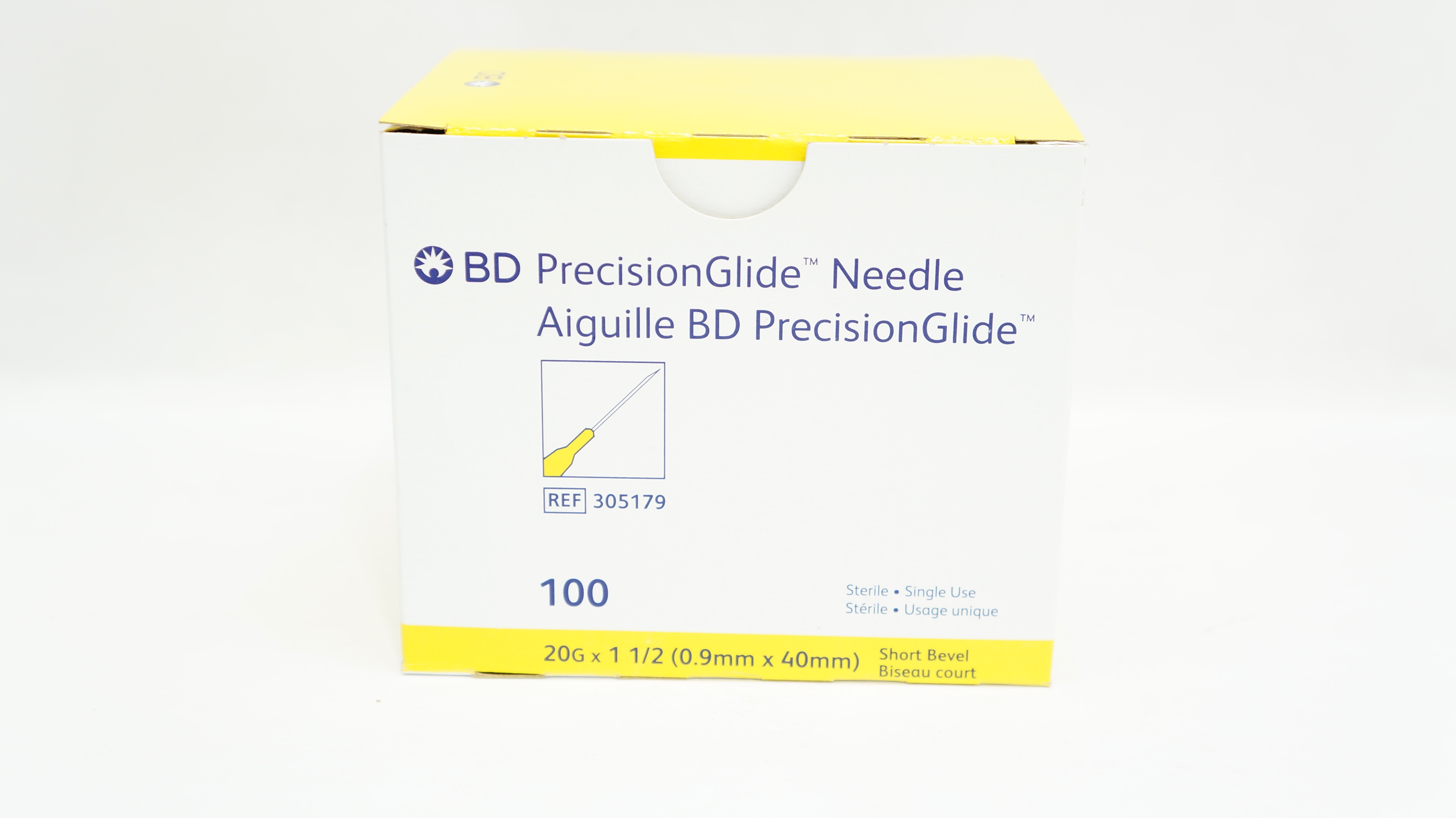 BD 305179 PrecisionGlide Ndle Short Bevel, 20G x 1-1/2inch - Box of 100