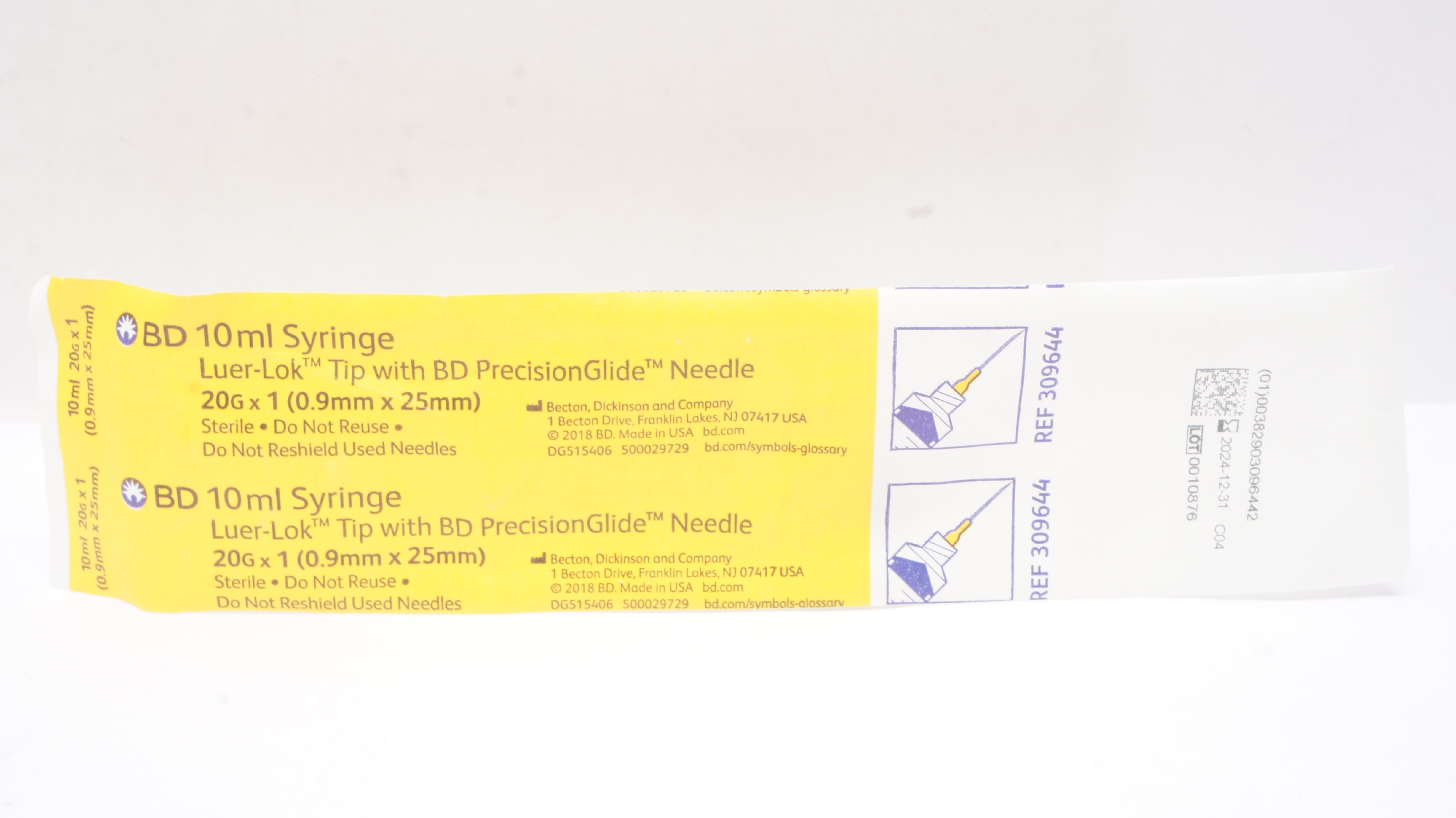 BD 309644 Syringe 10mL Luer-Lok Tip With PrecisionGlide Ndle 20G x 1