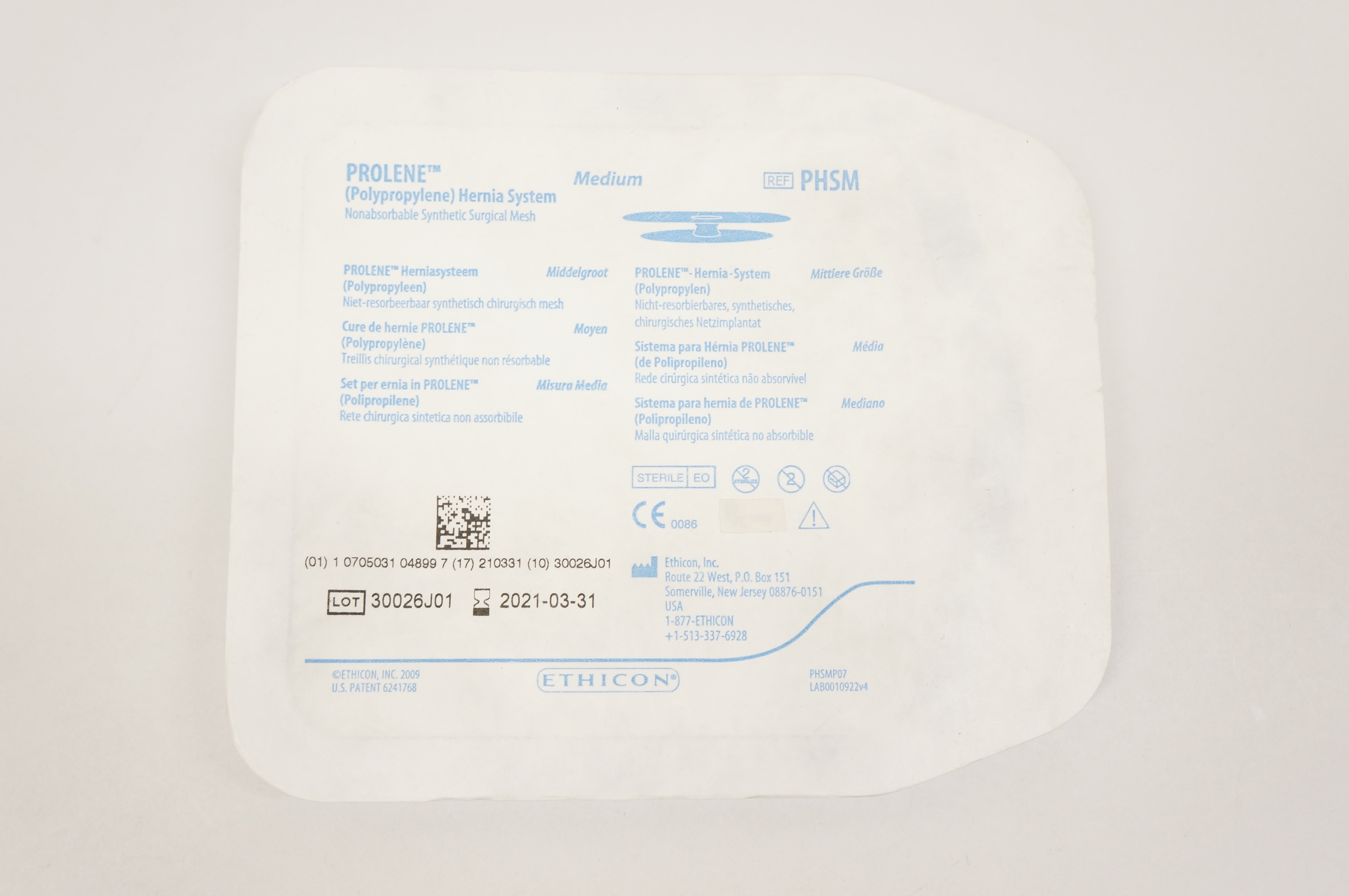 Ethicon PHSM Prolene Hernia System Nonabsorbable Synthetic, Medium (x)