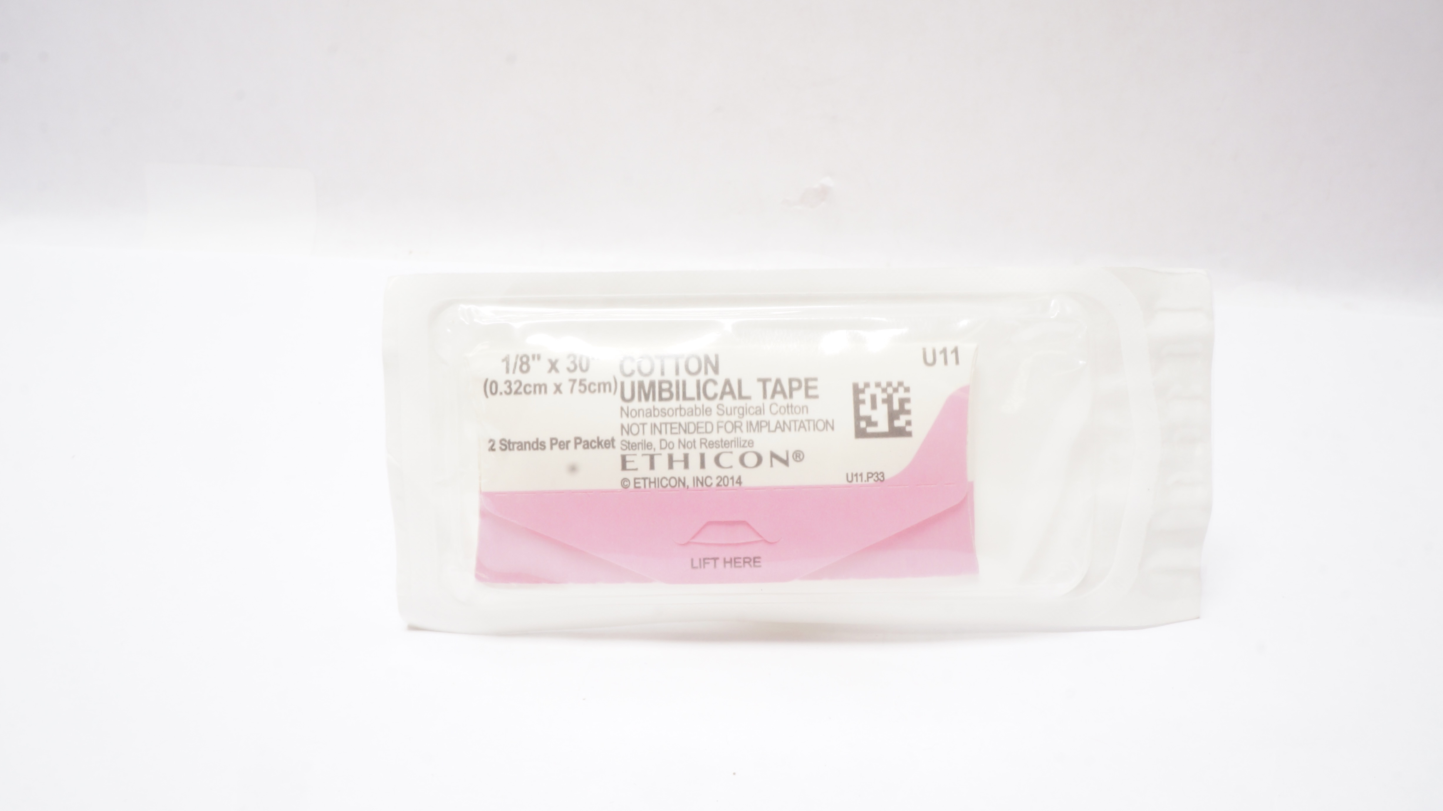 Ethicon U11 Cotton Umbilical Tape Nonabsorbable Surgical Cotton 1/8 x 30inch