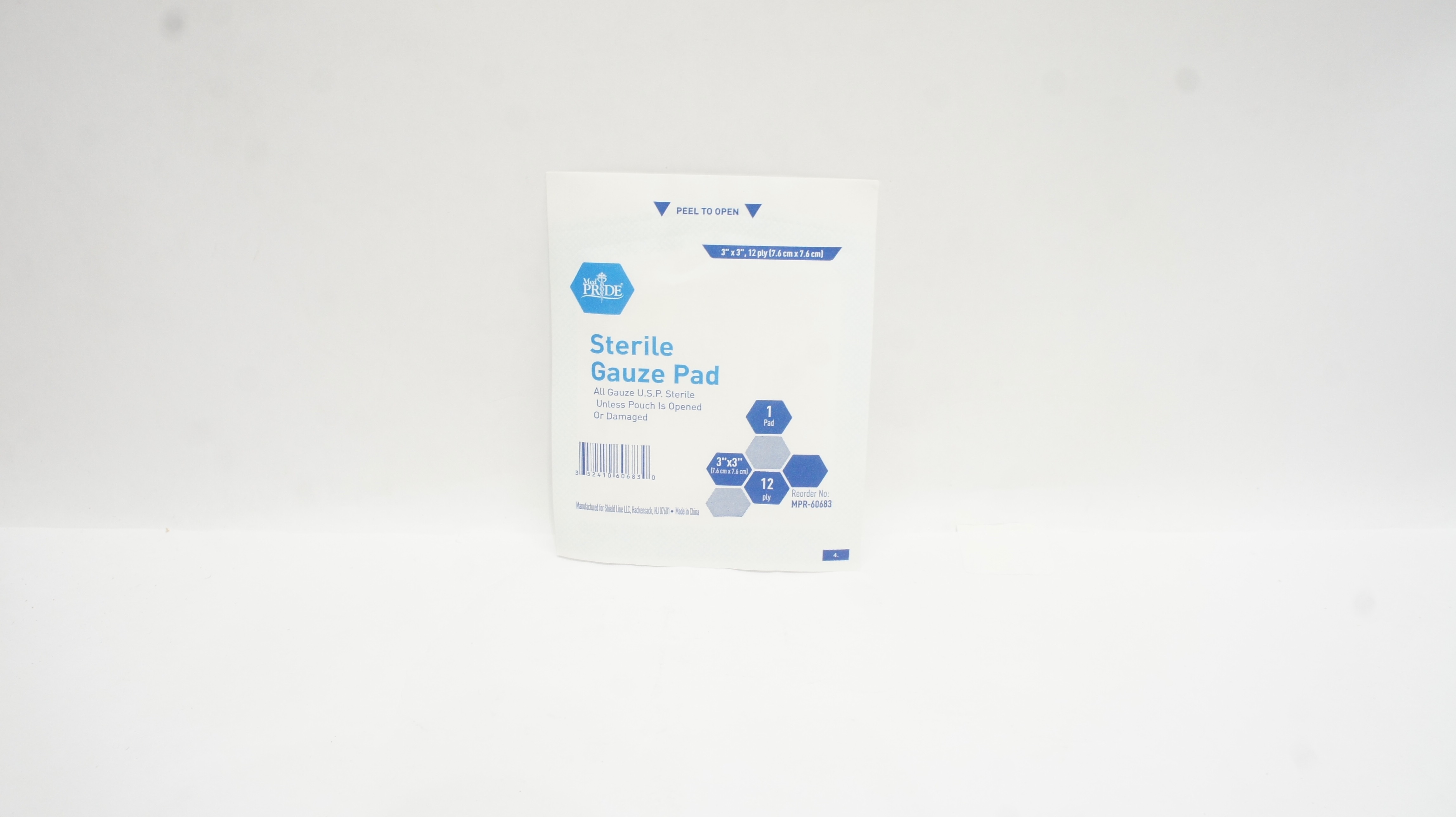 MedPride MPR-60683 Sterile Gauze Pad 12Ply 3In x 3In