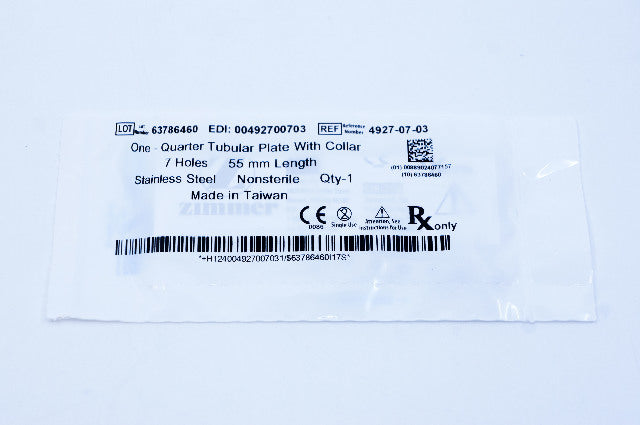 Zimmer 4927-07-03 One - Quarter Tubular Plate With Collar, 7 Holes, 55mm Length