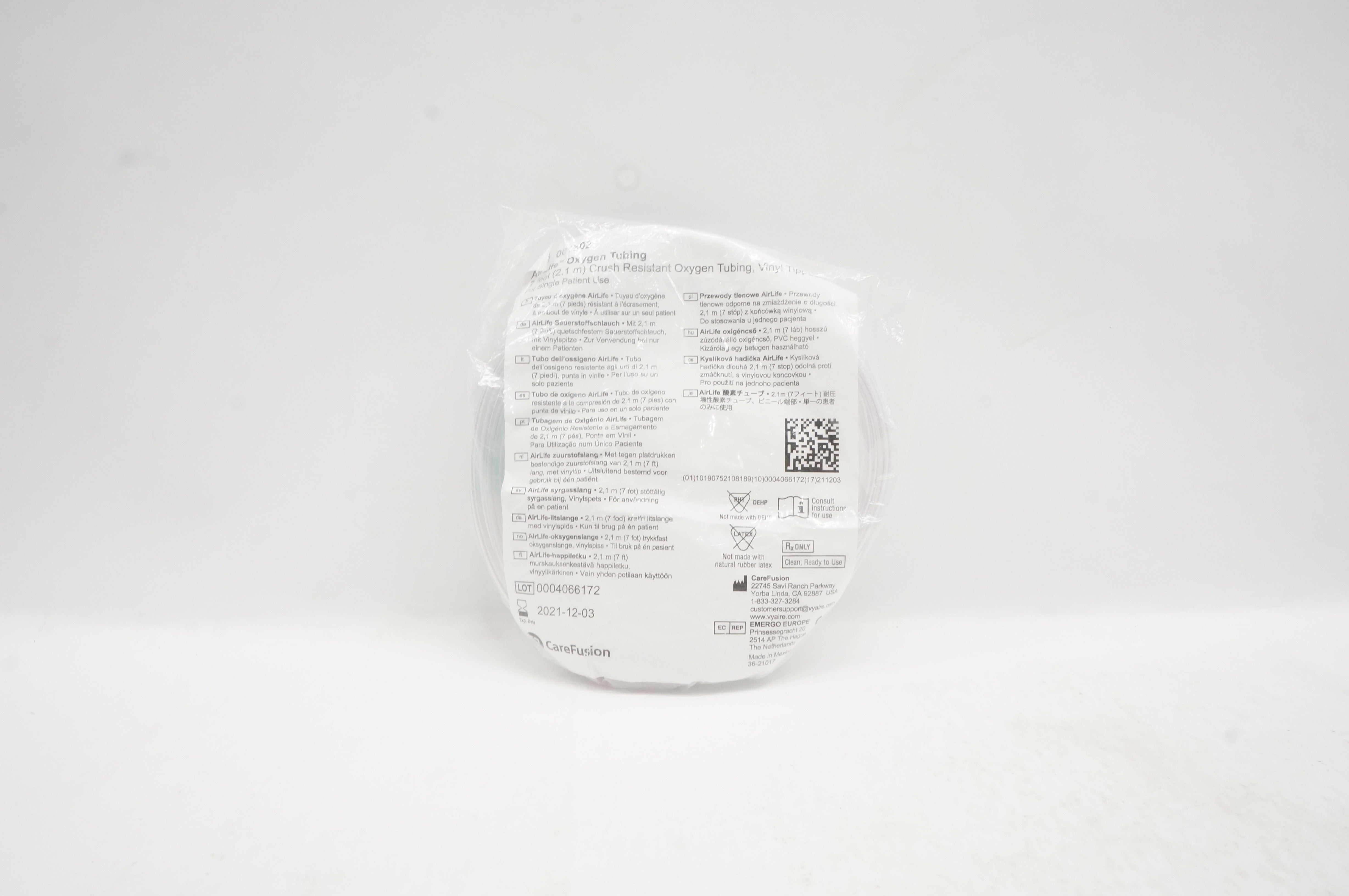 CareFusion 001302 AirLife Crush Resistant Oxygen Tubing 7ft (x)