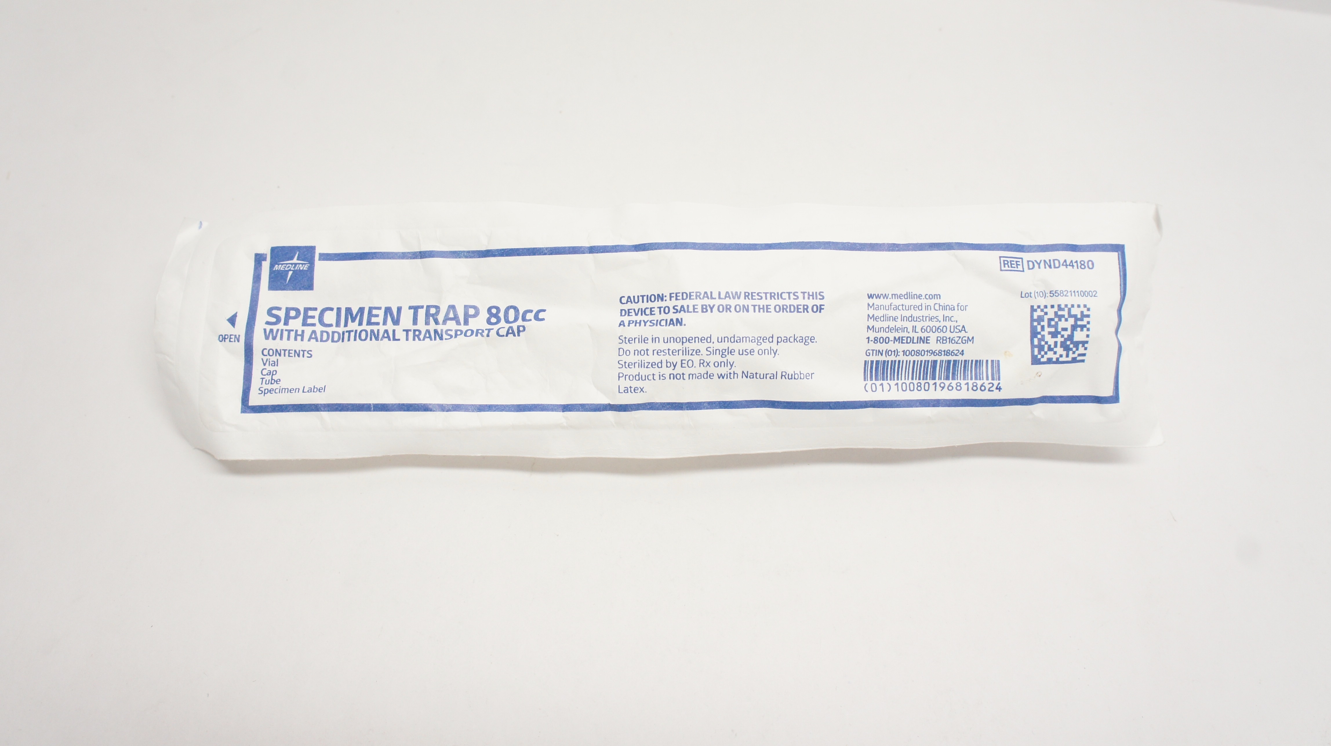 Medline DYND44180 Specimen Trap with Additional Transport Cap, 80cc