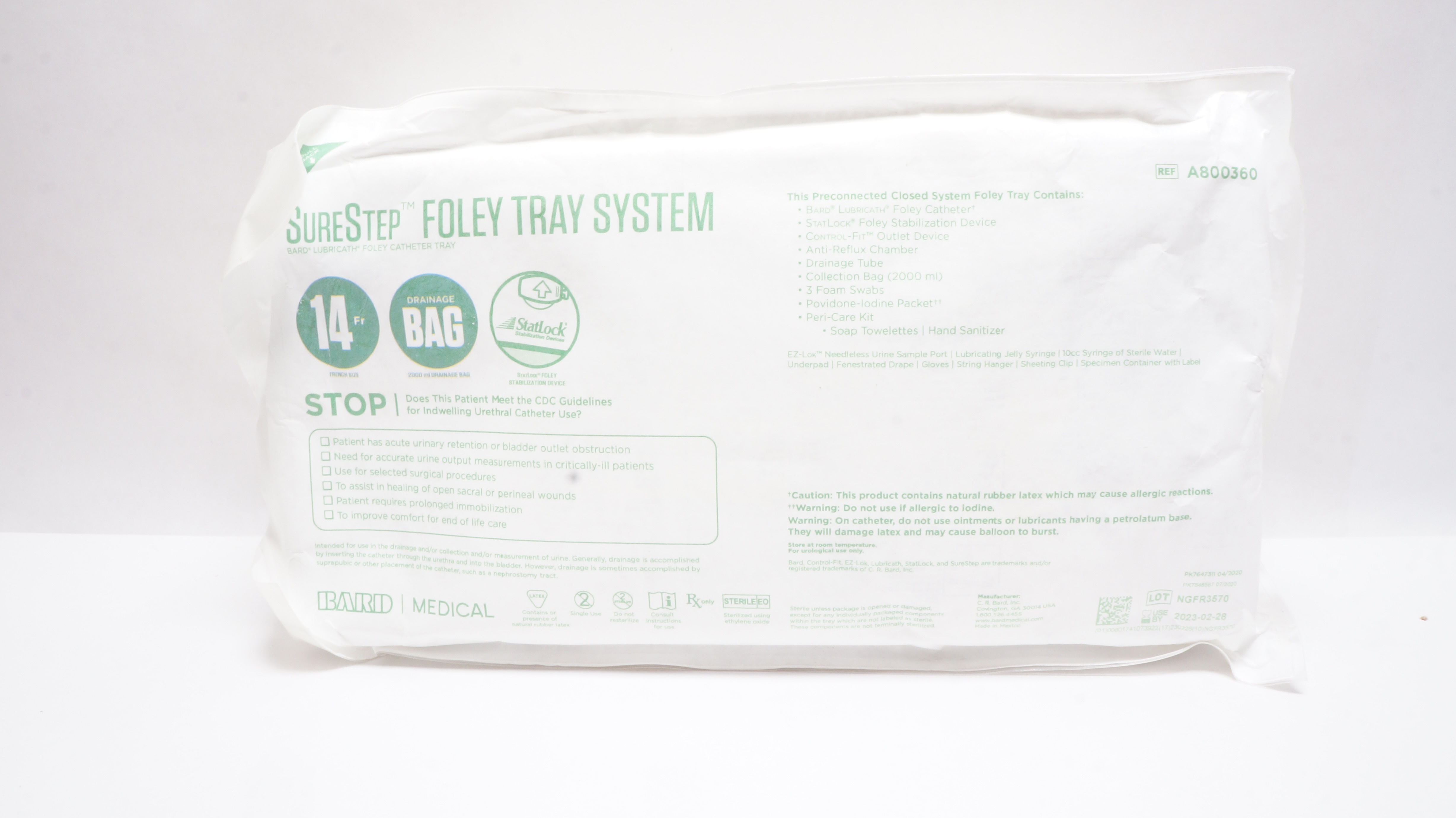 Bard A800360 SureStep Foley Tray System 14 Fr (x)