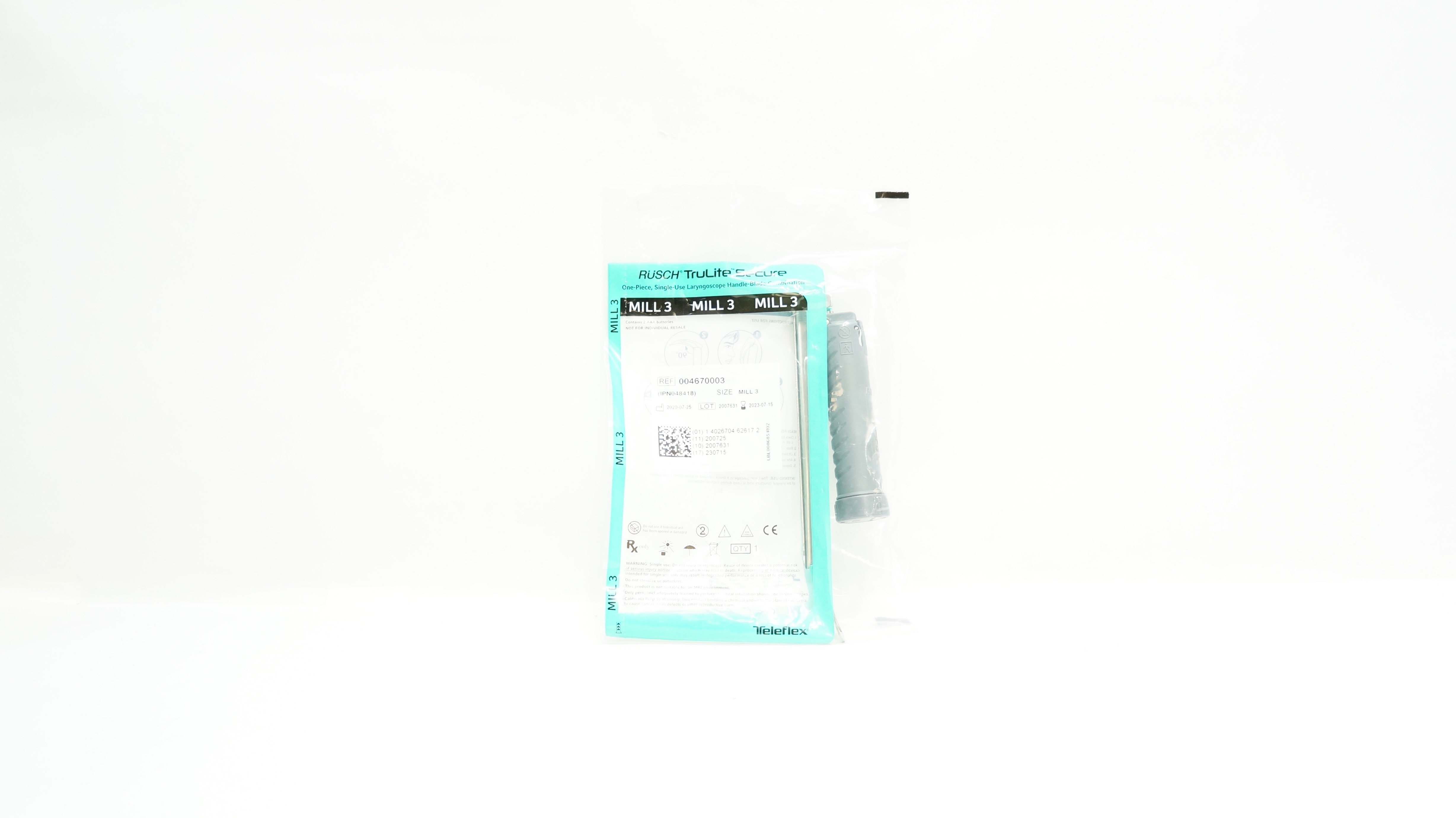 Teleflex 004670003 TruLite Secure Laryngoscope Handle-Blade Combination Mill3(x)