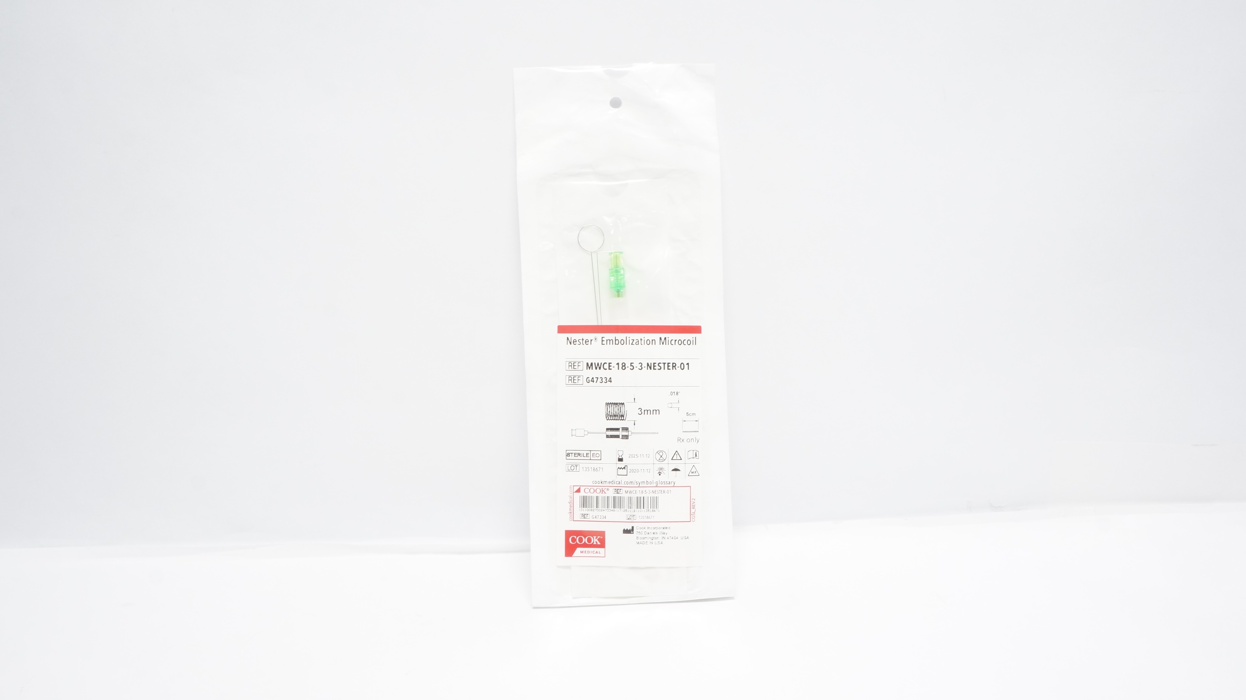 Cook Medical G47334 Nester Embolization Microcoil 3mm x 5cm x .018inch (x)