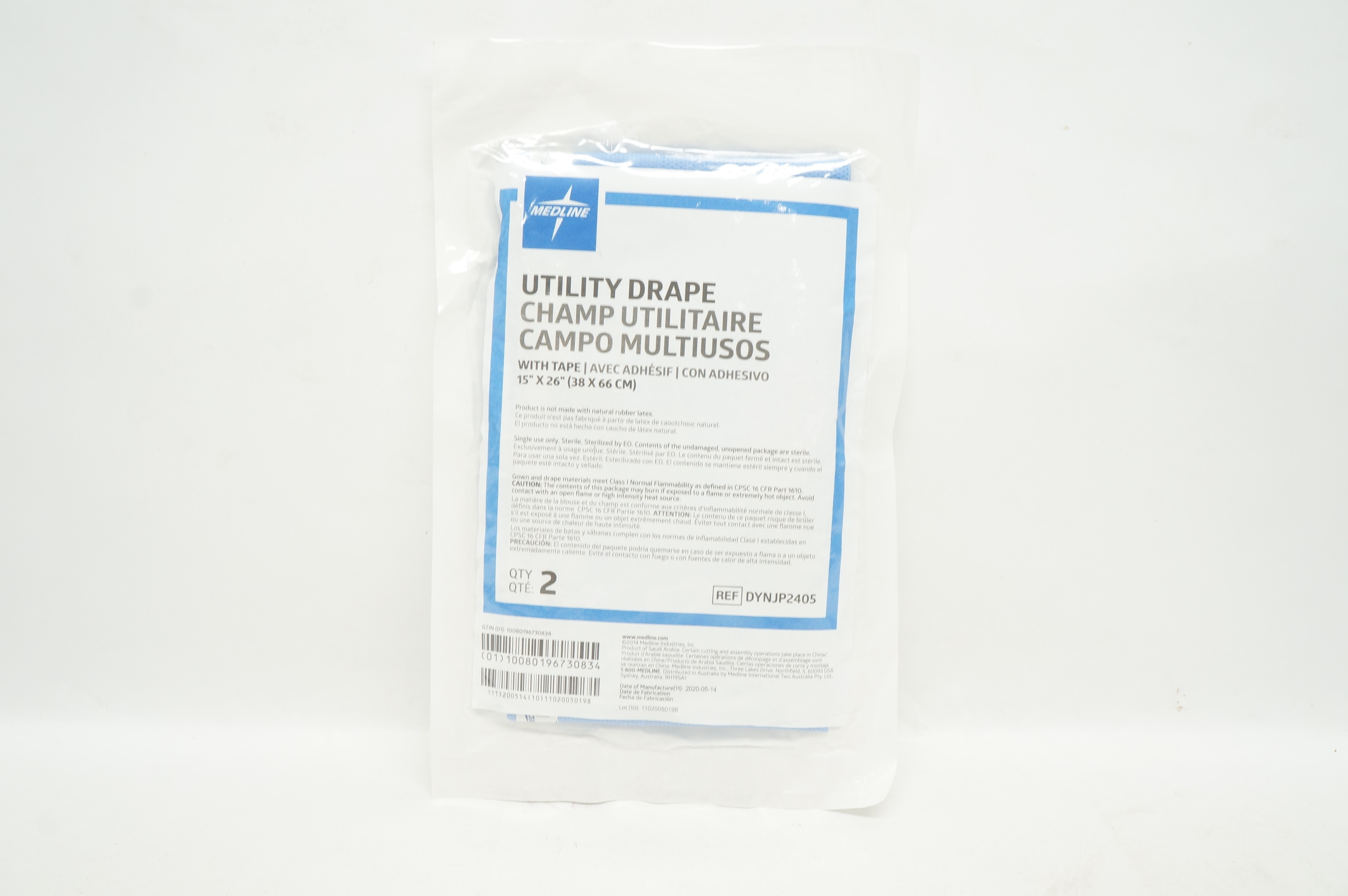 Medline DYNJP2405 Utility Drape With Tape, 15 inch x 26 inch - Pack of 2