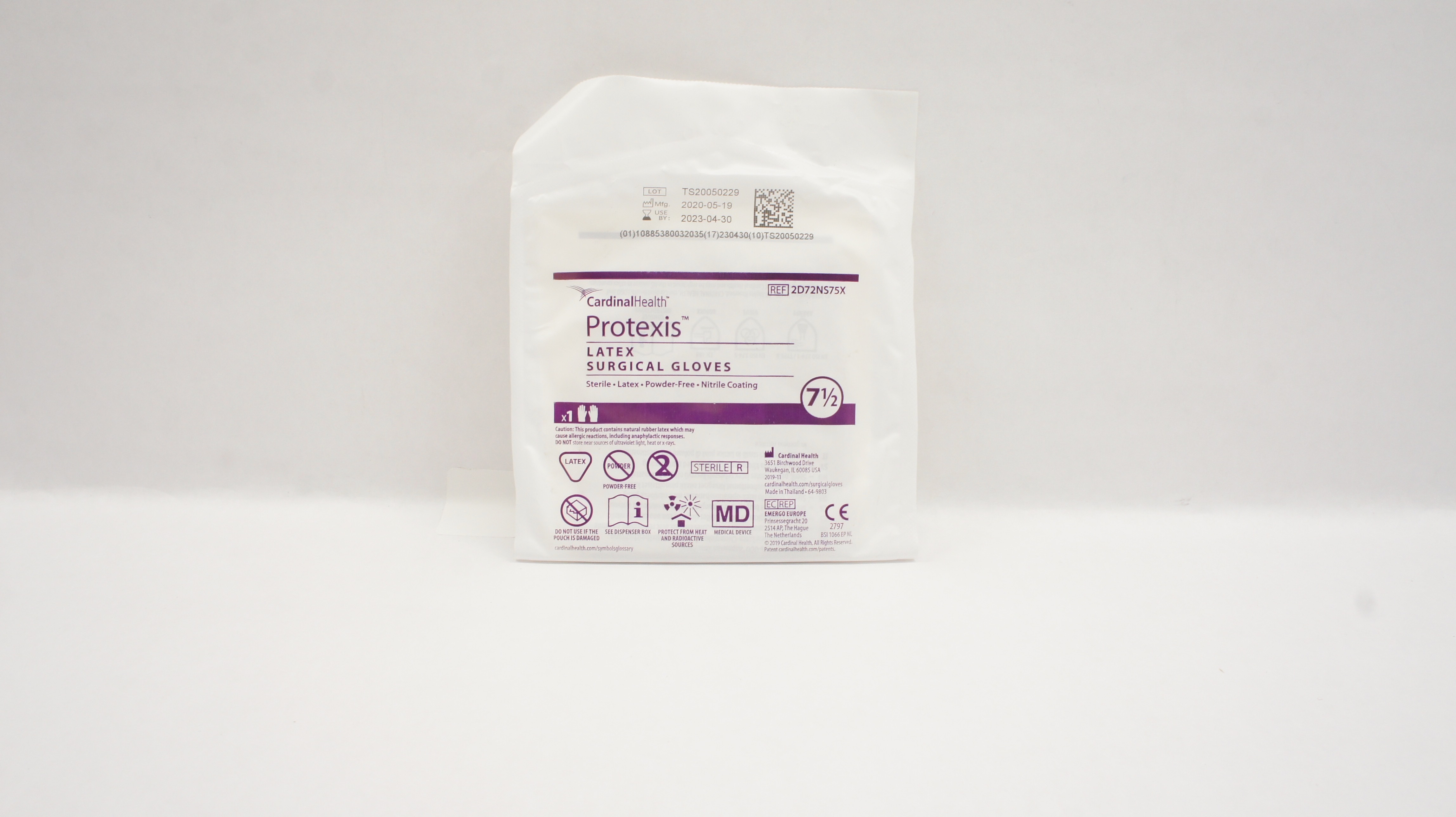 Cardinal Health 2D72NS75X Protexis Latex Sterile Surgical Gloves Size 7-1/2