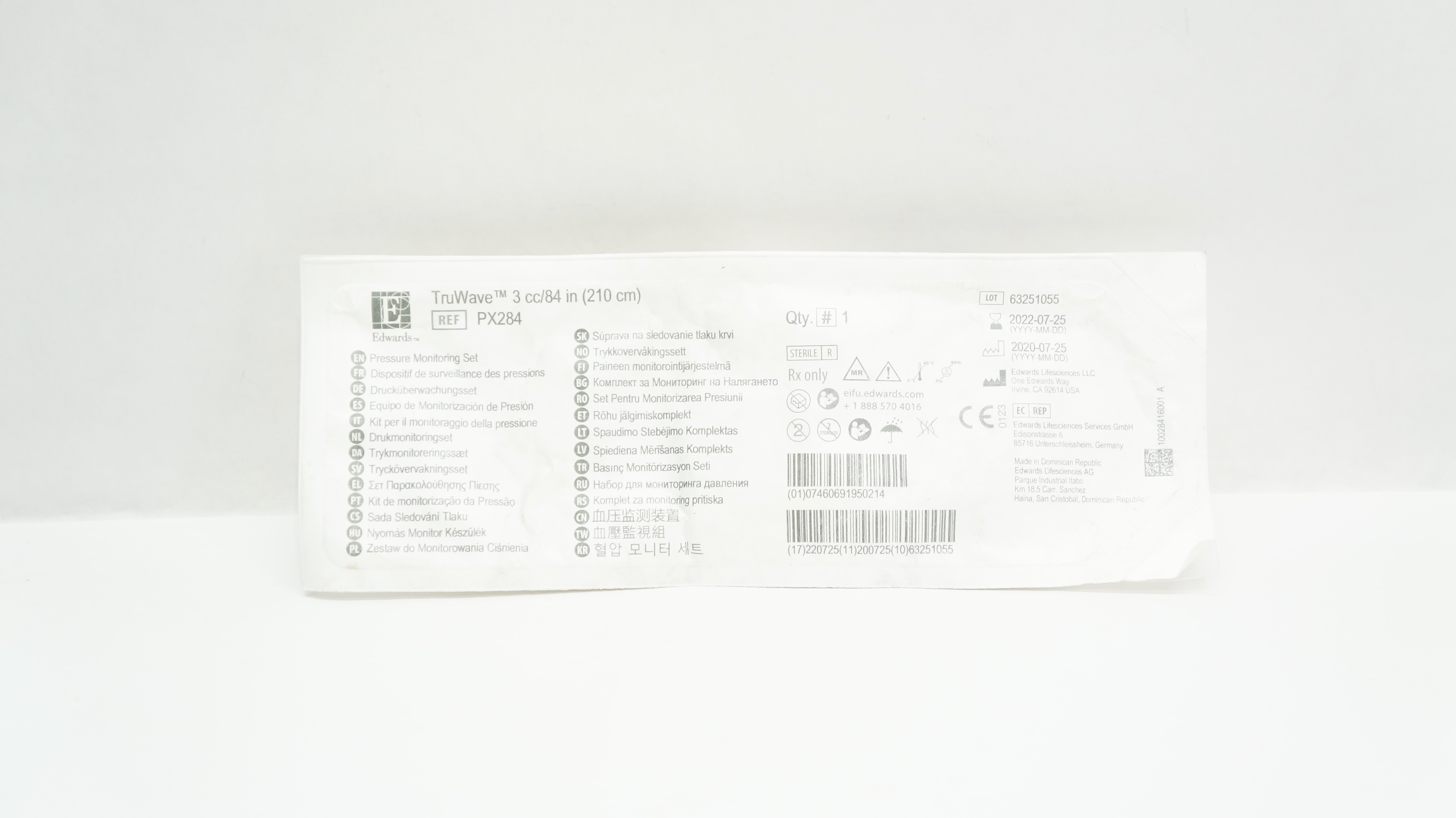 Edwards Lifesciences PX284 TrueWave Pressure Monitoring Set 3cc/84inch (x)