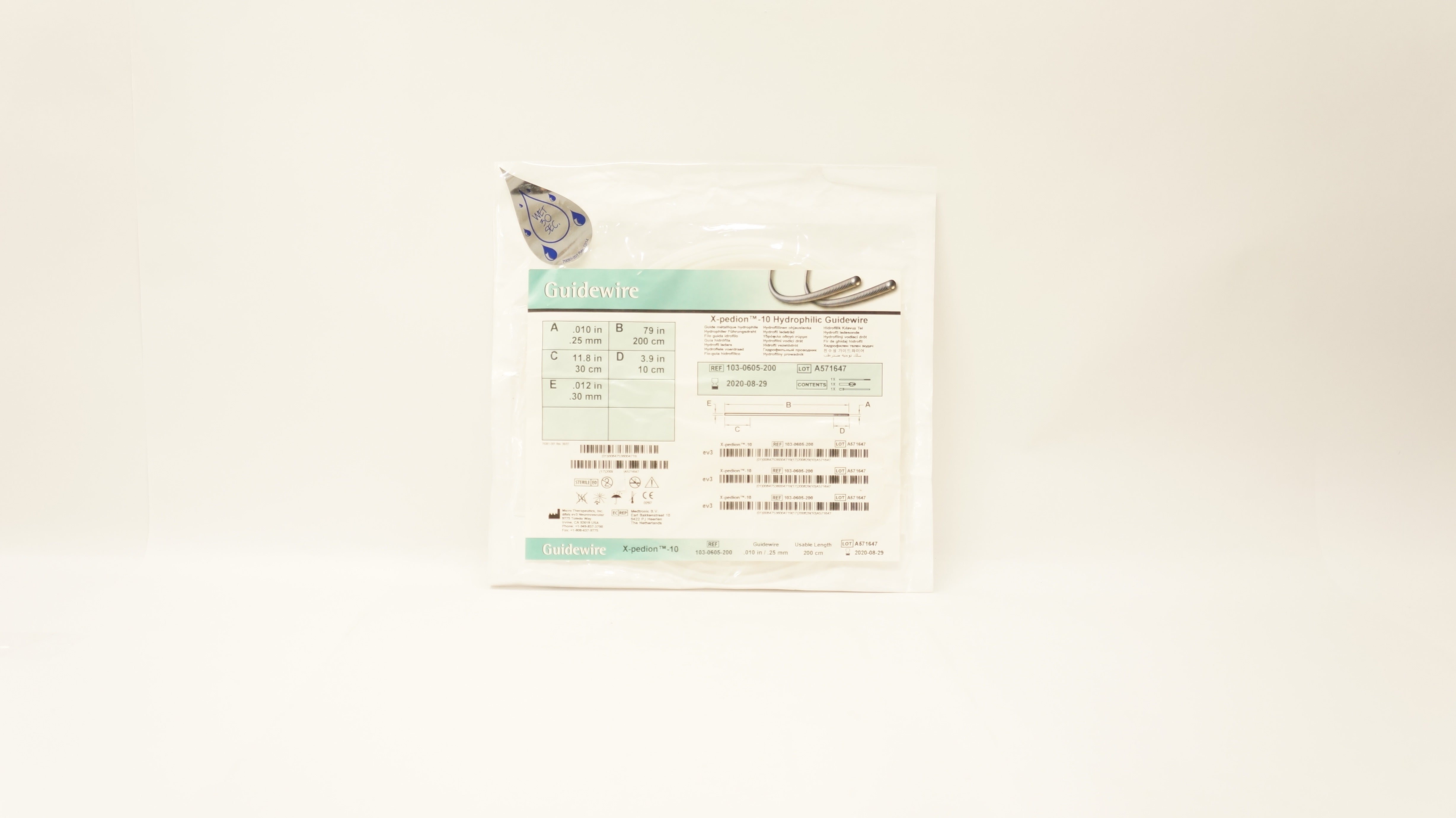 X-pedion-10, 103-0605-200 Hydrophilic Guidewire .010inch x 200cm (x)