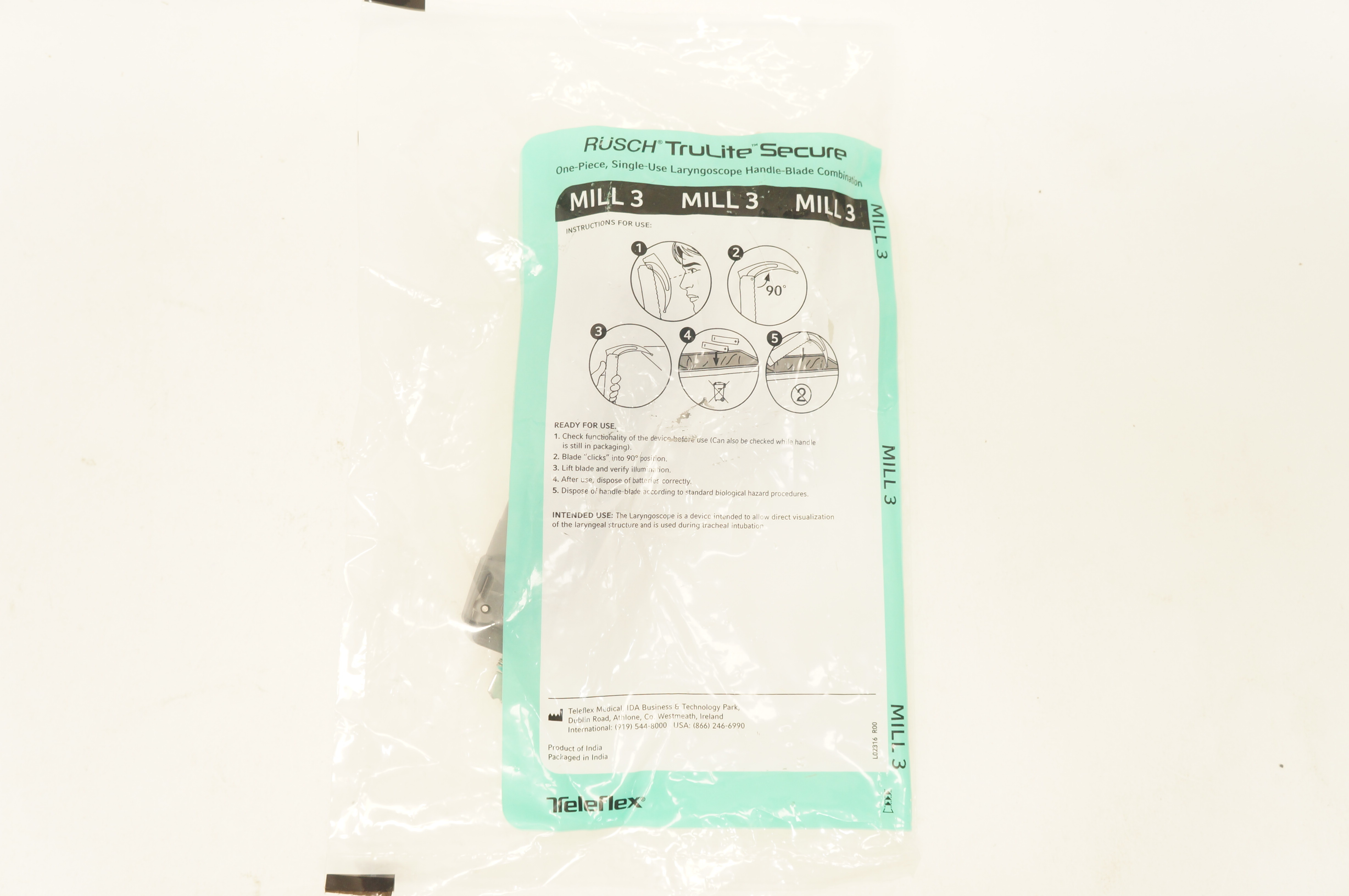 Teleflex 004670003 Rusch TruLite Secure Laryngoscope Handle-Blade Mill 3 (x)