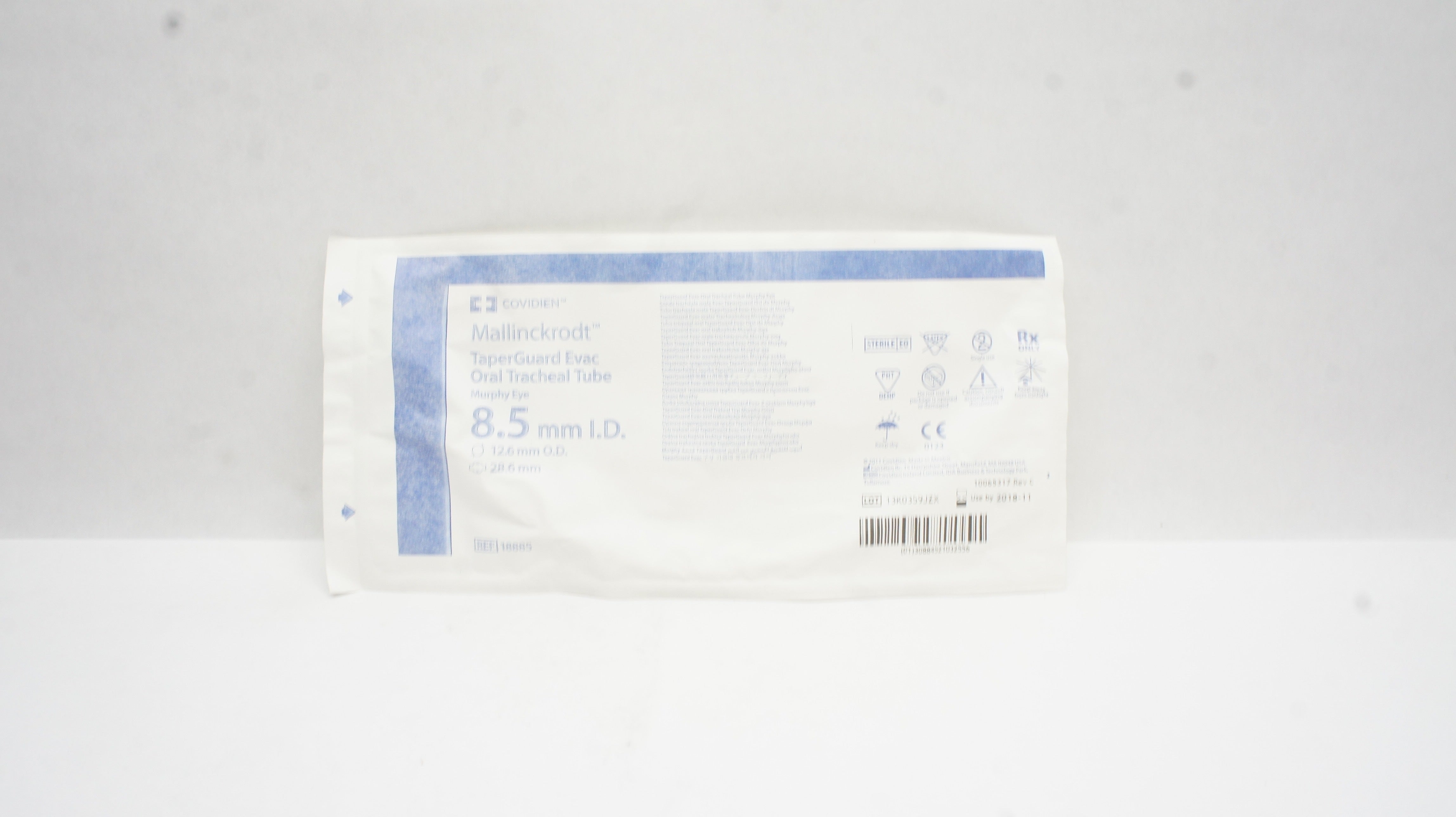 Covidien 18885 Mallinckrodt Oral Tracheal Tube 8.5ID x 12.6 OD x 28.6mm(x)