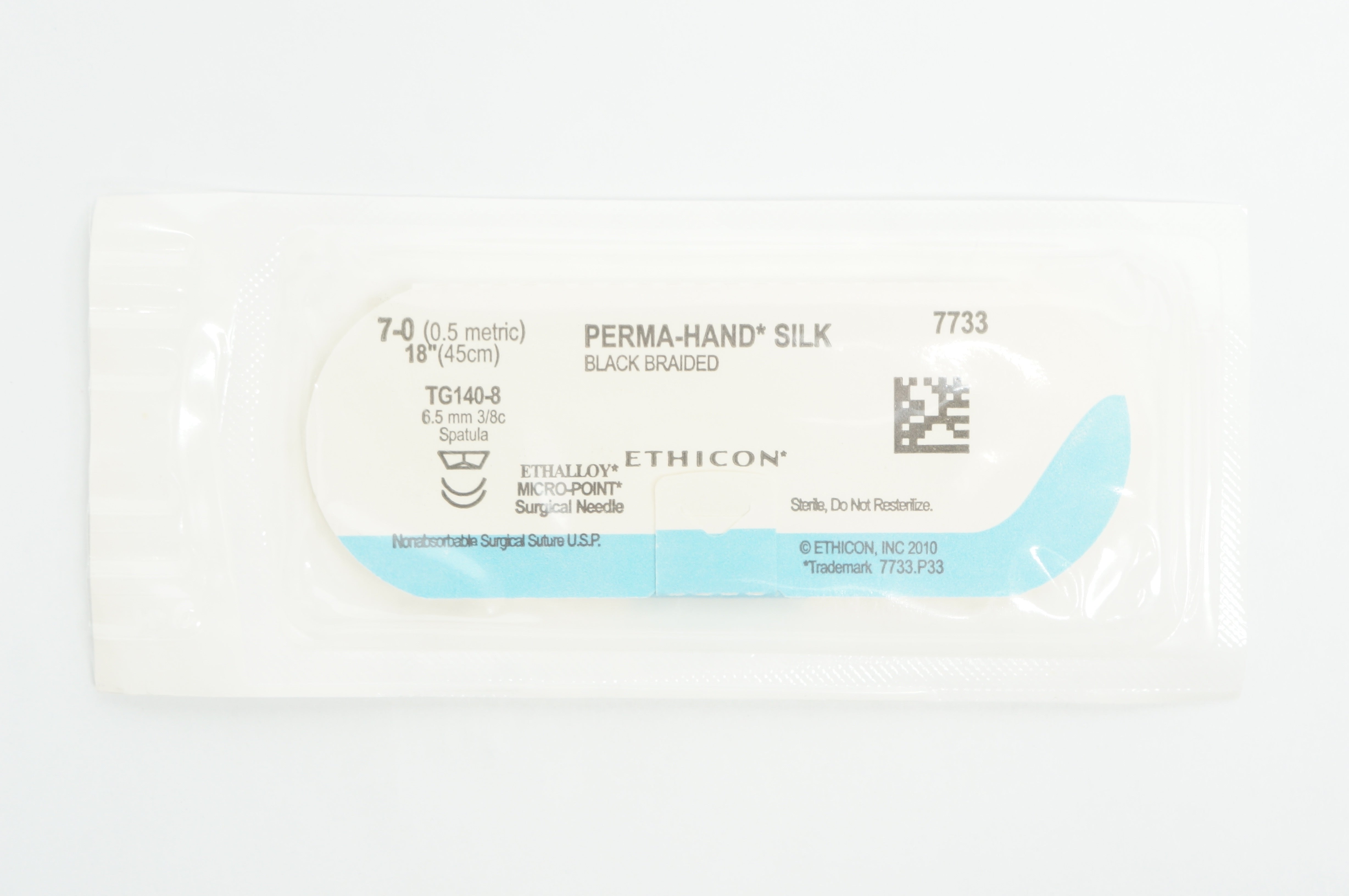 Ethicon 7733 7-0 PERMA-HAND SILK TG140-8, 6.5mm 3/8c Spatula, 18inch (x)