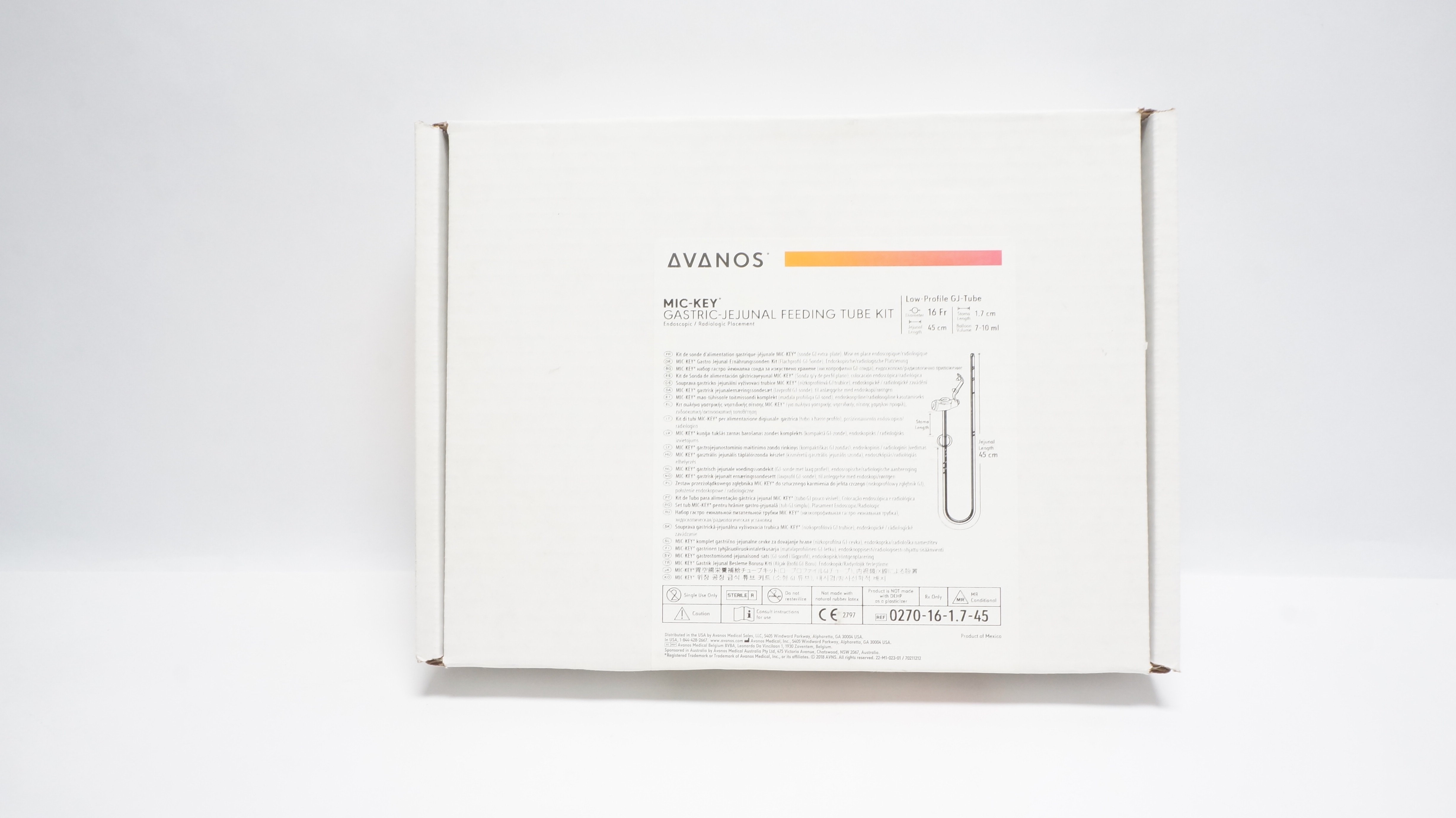 Avanos 0270-16-1.7-45 MIC-KEY Gastric-Jejunal Feeding Tube Kit 16Fr X 45cm (x)