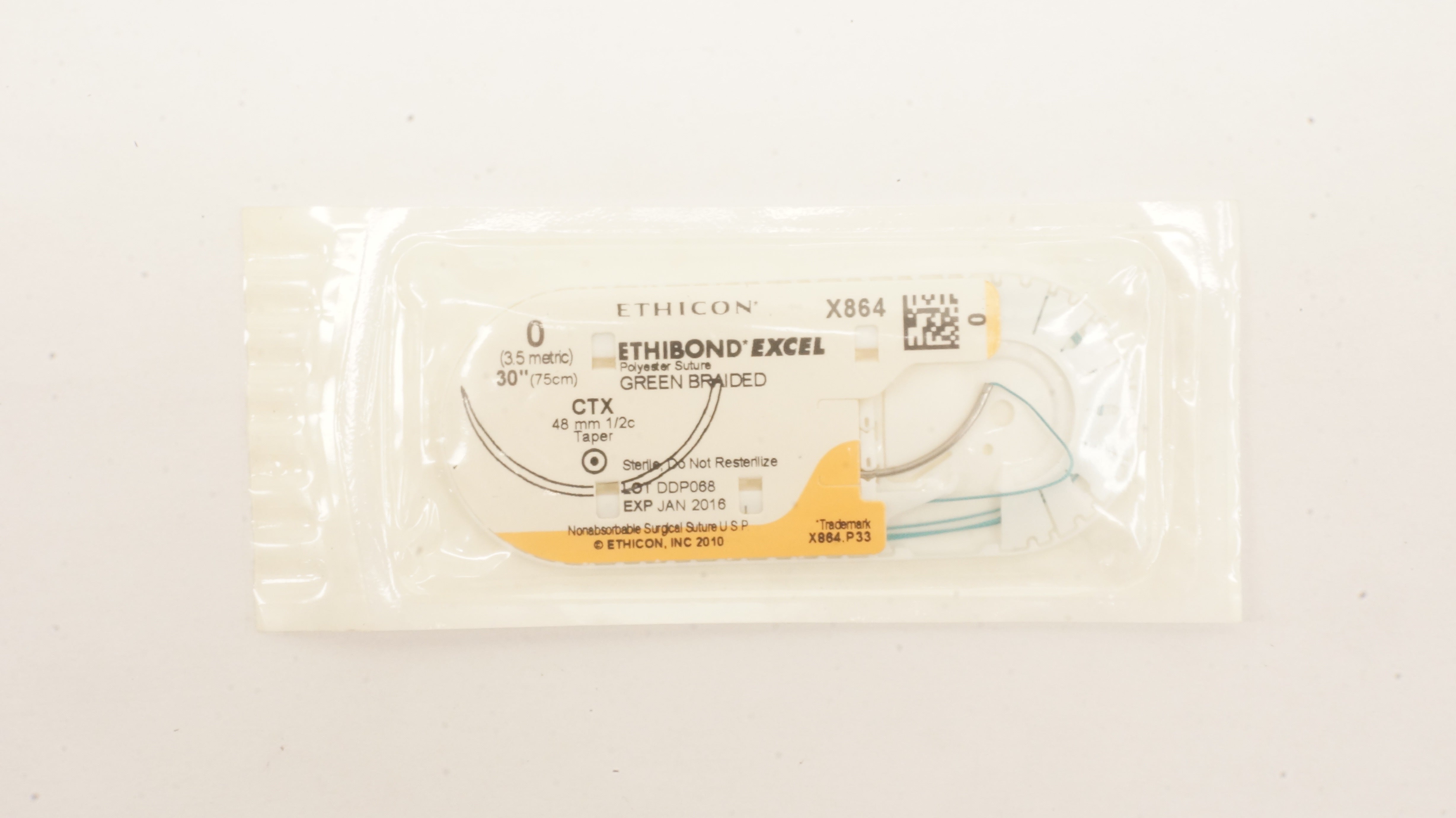 Ethicon X864 0 Ethibond Excel Polyester Stre CTX 48mm 1/2c Taper, 30 inch (x)