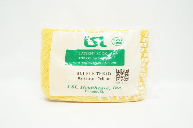 LSL Healthcare Patient Sock Terry Cloth Slippers w/Skid Resistant Bottoms,Yellow