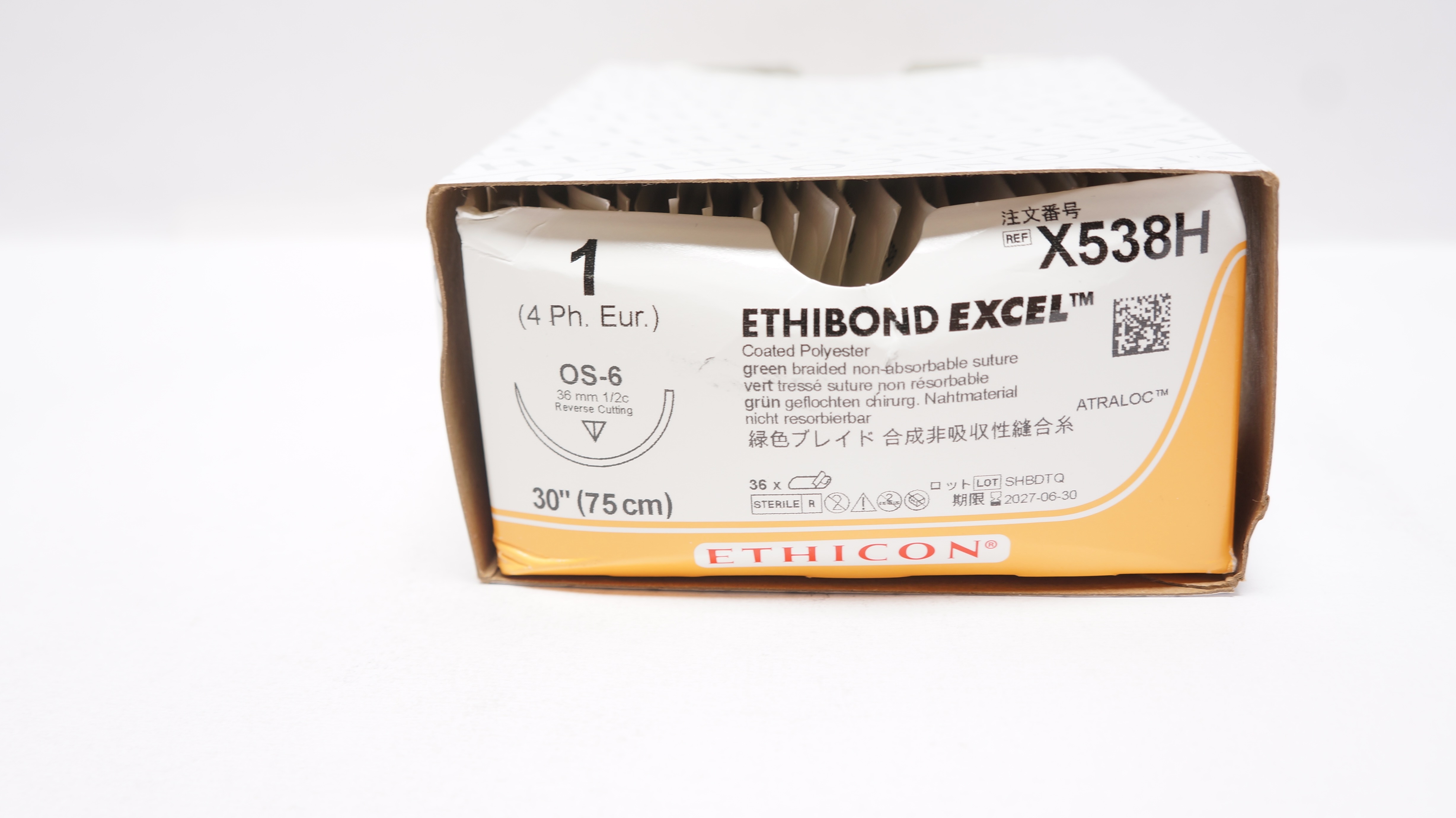Ethicon X538H 1 Ethibond Stre OS-6 36mm 1/2c Reverse Cutting 30inch - Box of 24