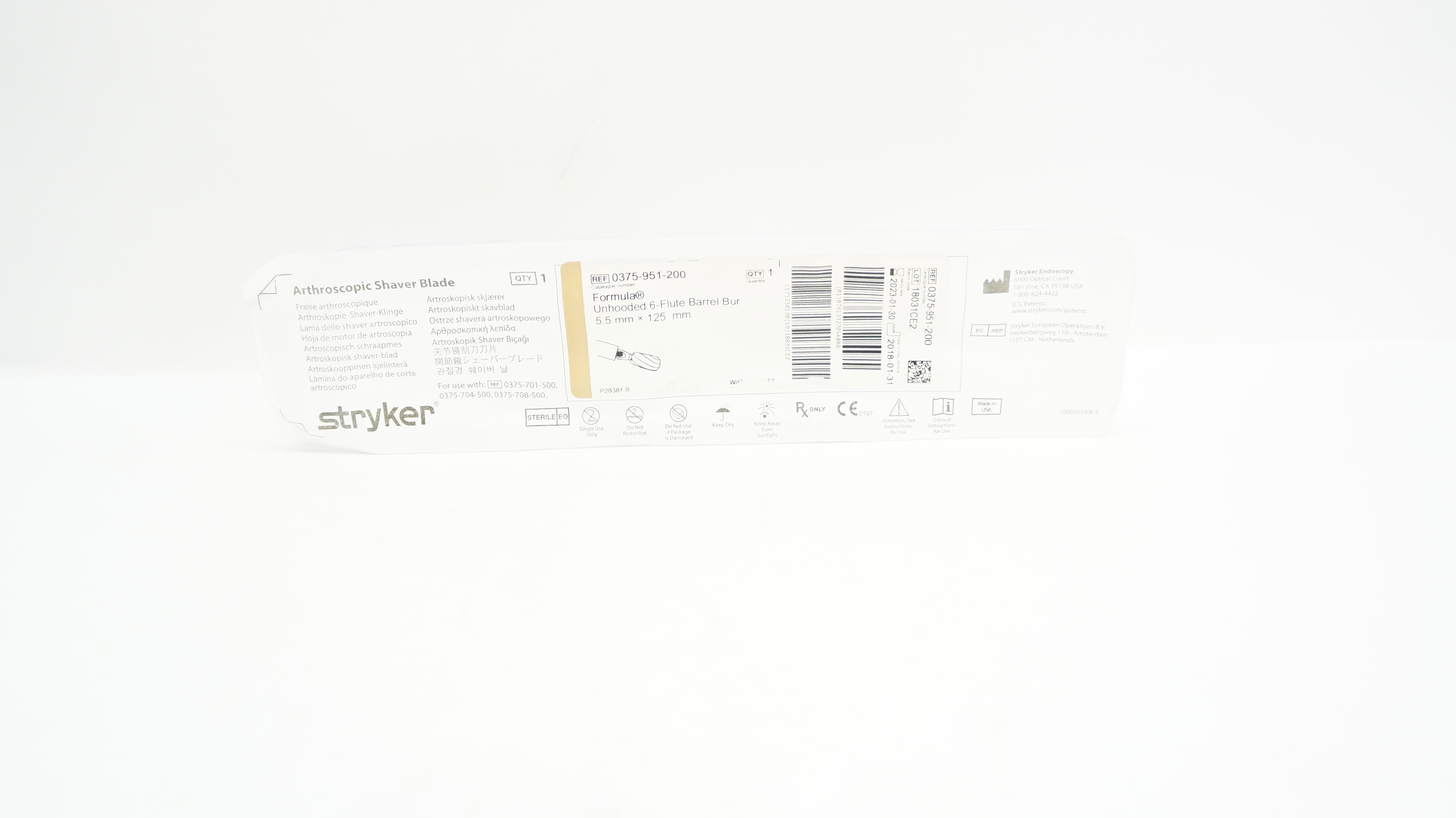 Stryker 0375-951-200 Formula Arthroscopic Shaver Blade 5.5mm x 125mm (x)