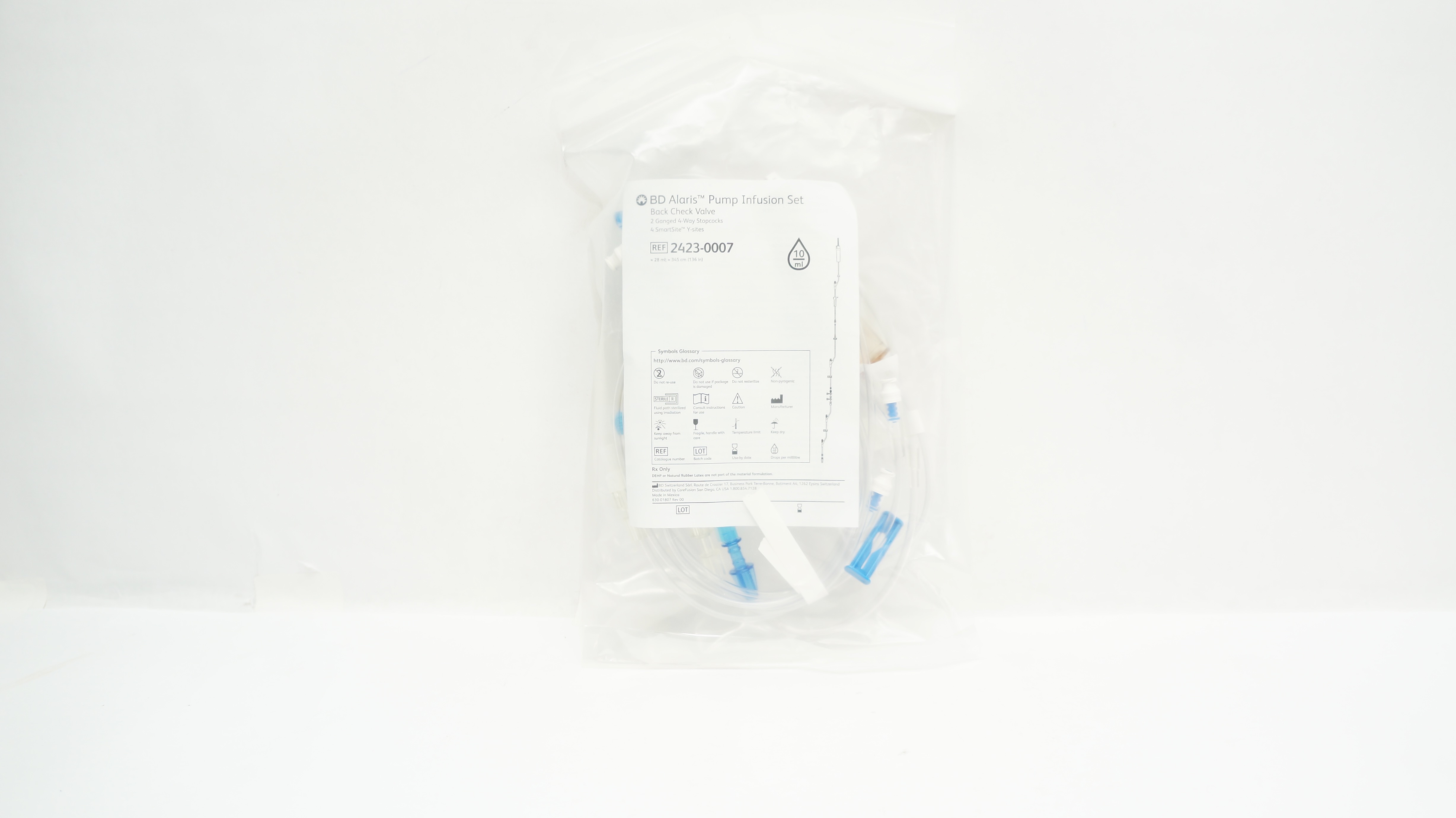 BD 2423-0007 Alaris Pump Infusion Set 28ml x 136inch 10Drops/mL