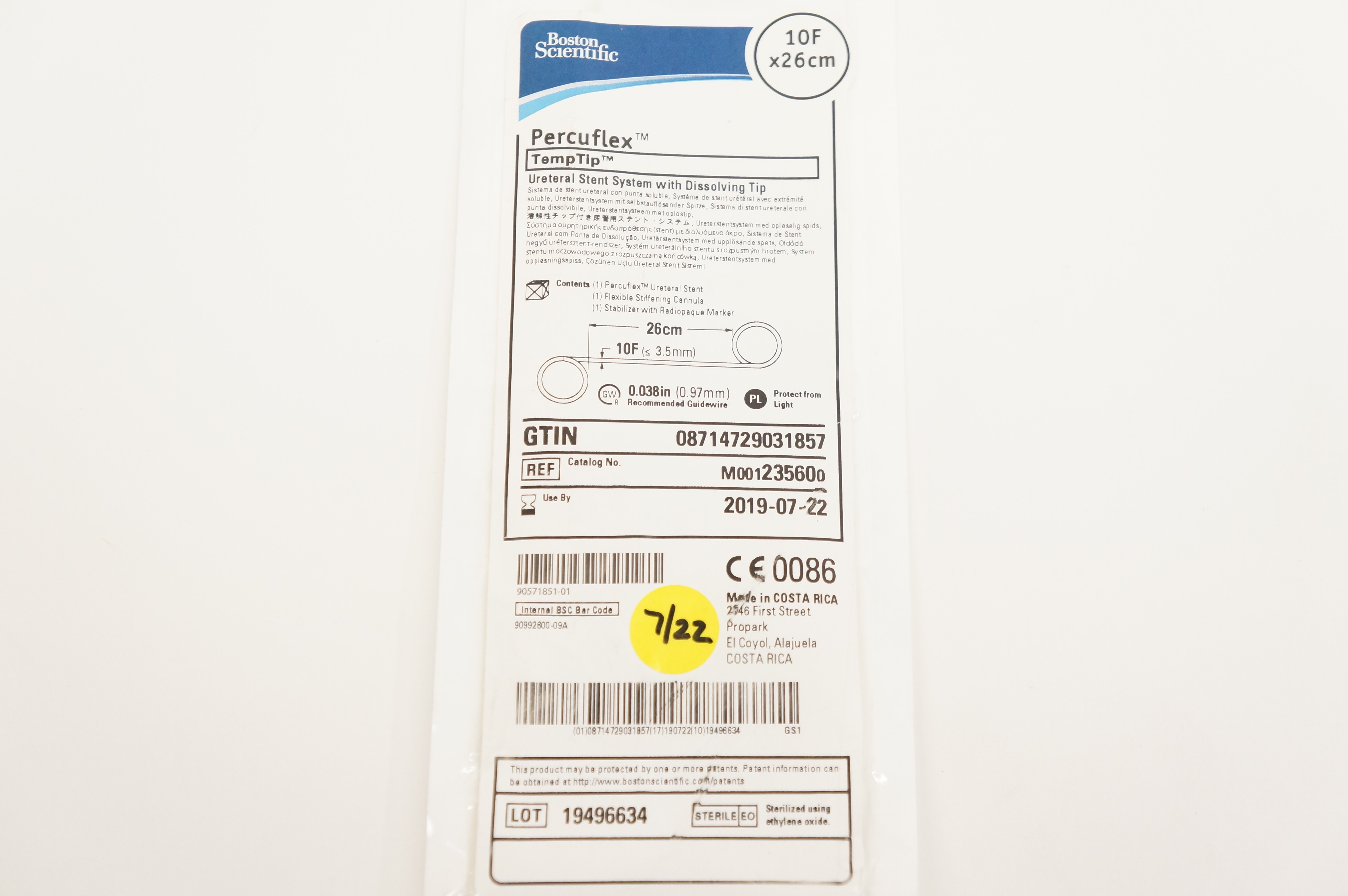 Boston Scientific M001235600 Ureteral Stnt System W/ Dissolving Tip 10Fx26cm (x)